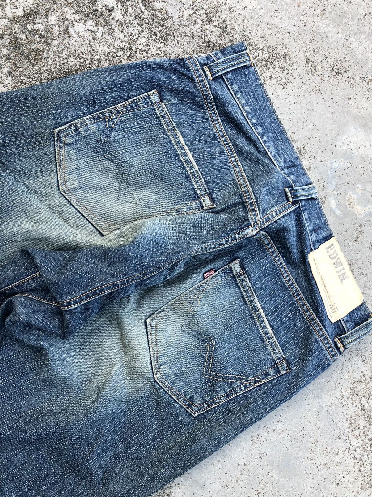 Edwin WIDE LEG⚡️⚡️EDWIN WASHED BLUE DISTRESSED DENIM Size US 31 - 5 Thumbnail