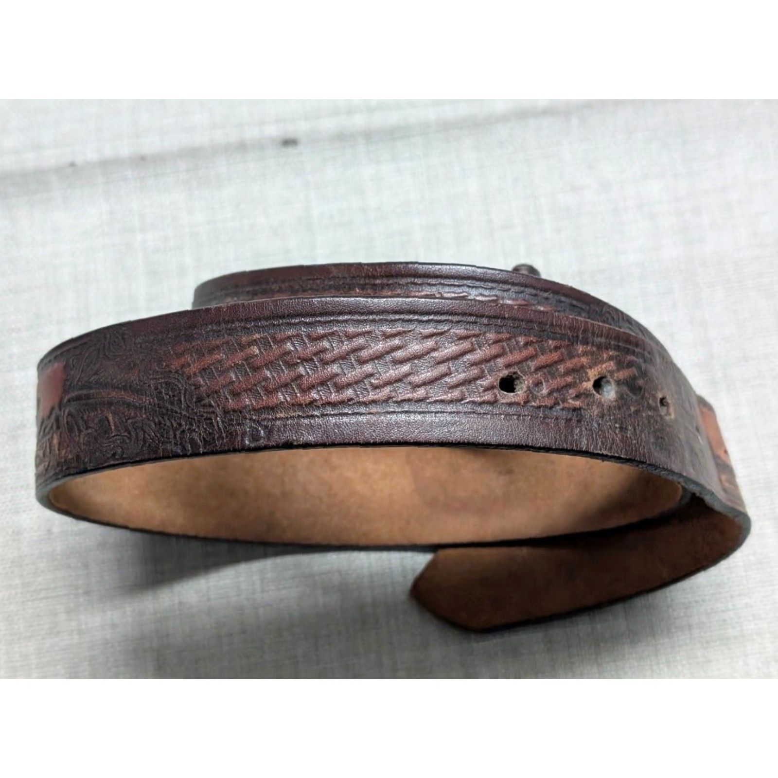 Vintage VINTAGE TOOLED buckle belt EAGLE leather 36 america WESTERN harley USA cowhide Size 36 - 5 Thumbnail