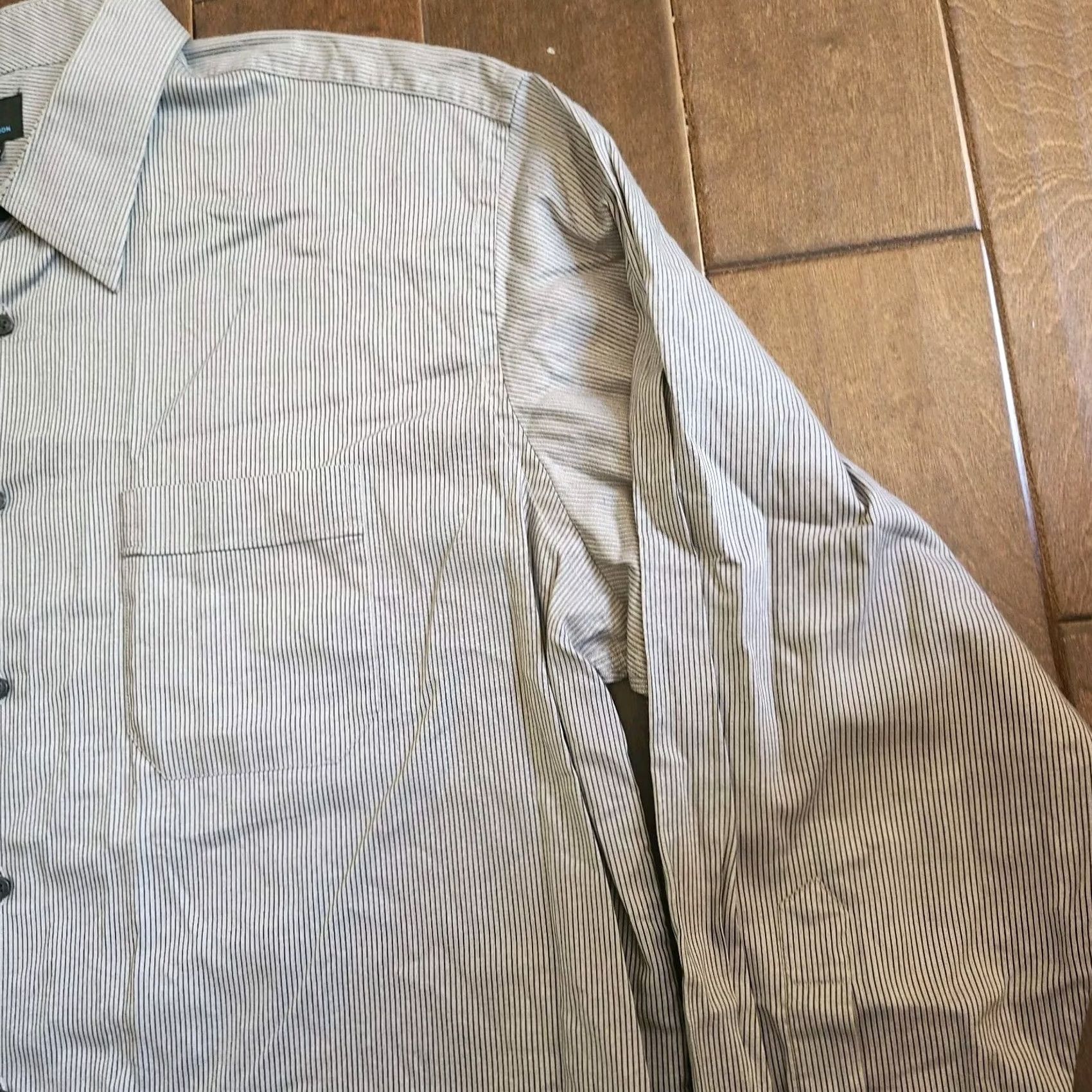 Etro Metro London Shirt Mens 34/35 Gray Men Striped Button Dress Size Size 34R - 6 Thumbnail