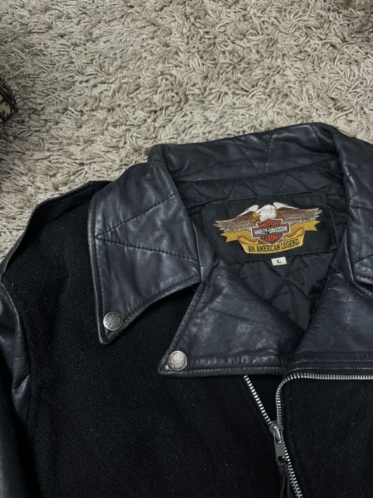 Harley Davidson Vintage leather jacket Harley Davidson original item Size L / US 10 / IT 46 - 3 Thumbnail