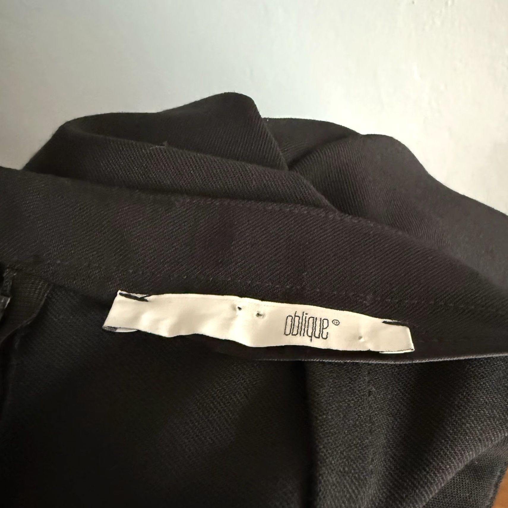 Vintage VINTAGE Oblique Creations Italy Asymmetric A-Line Skirt Lagenlook Goth Size M Black Knee Length Women Size 32" / US 10 / IT 46 - 4 Thumbnail