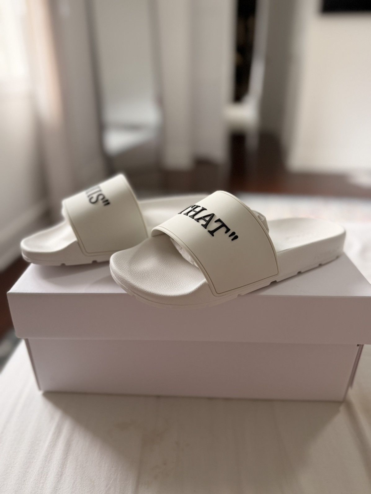 Off-White Off-White White "THIS" "THAT" Slide Sandals Size US 8 / IT 38 - 3 Thumbnail