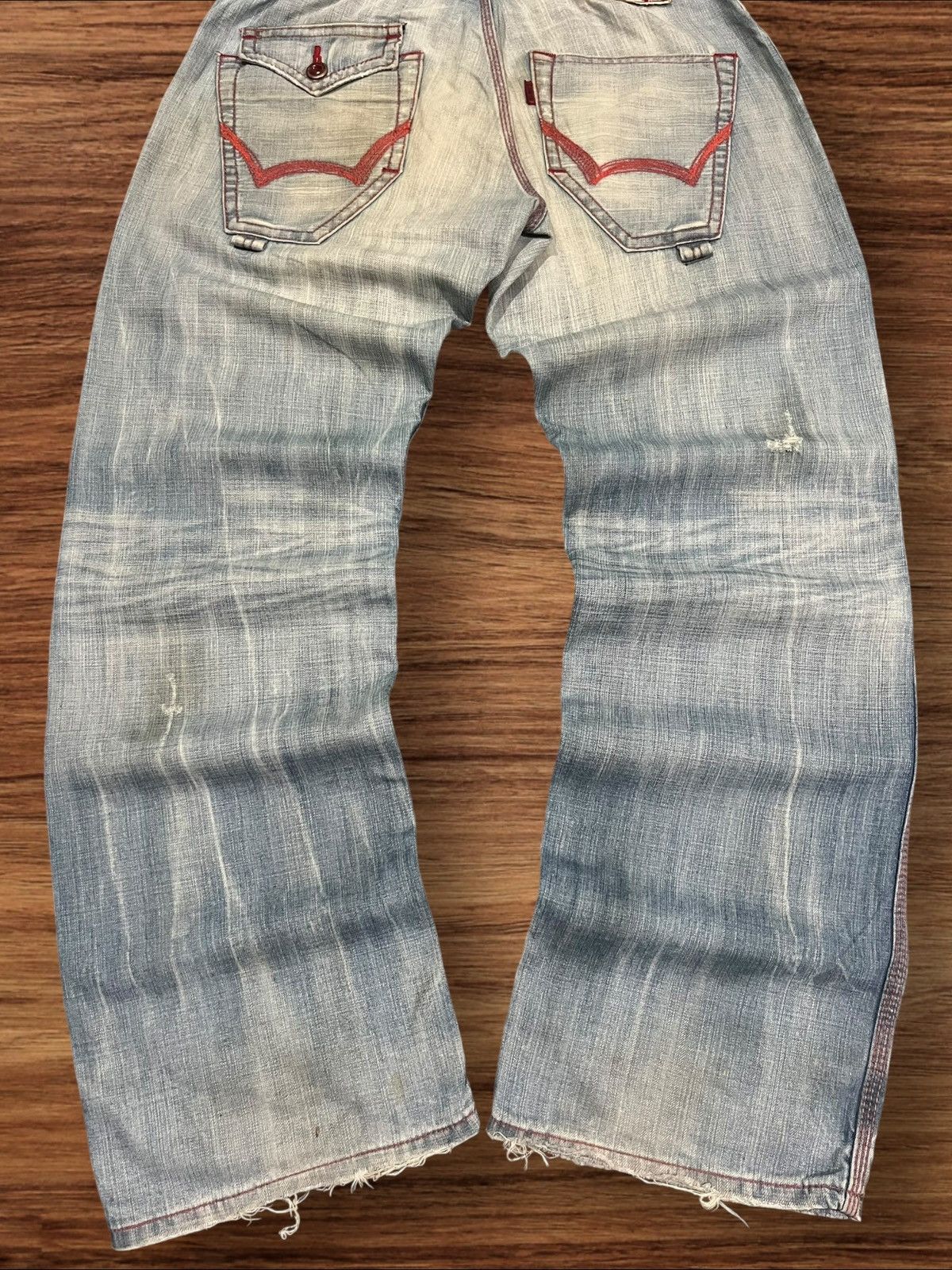45rpm × Edwin × Japanese Brand Vintage Edwin Blue Trip 503 Red Thread Distressed Blue Jeans Size US 32 / EU 48 - 12 Thumbnail