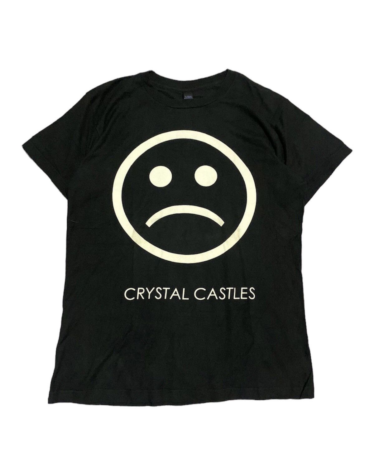image of Band Tees x Vintage Crystal Castles Smiley Sad Face Shirt in Black, Men's (Size Medium)