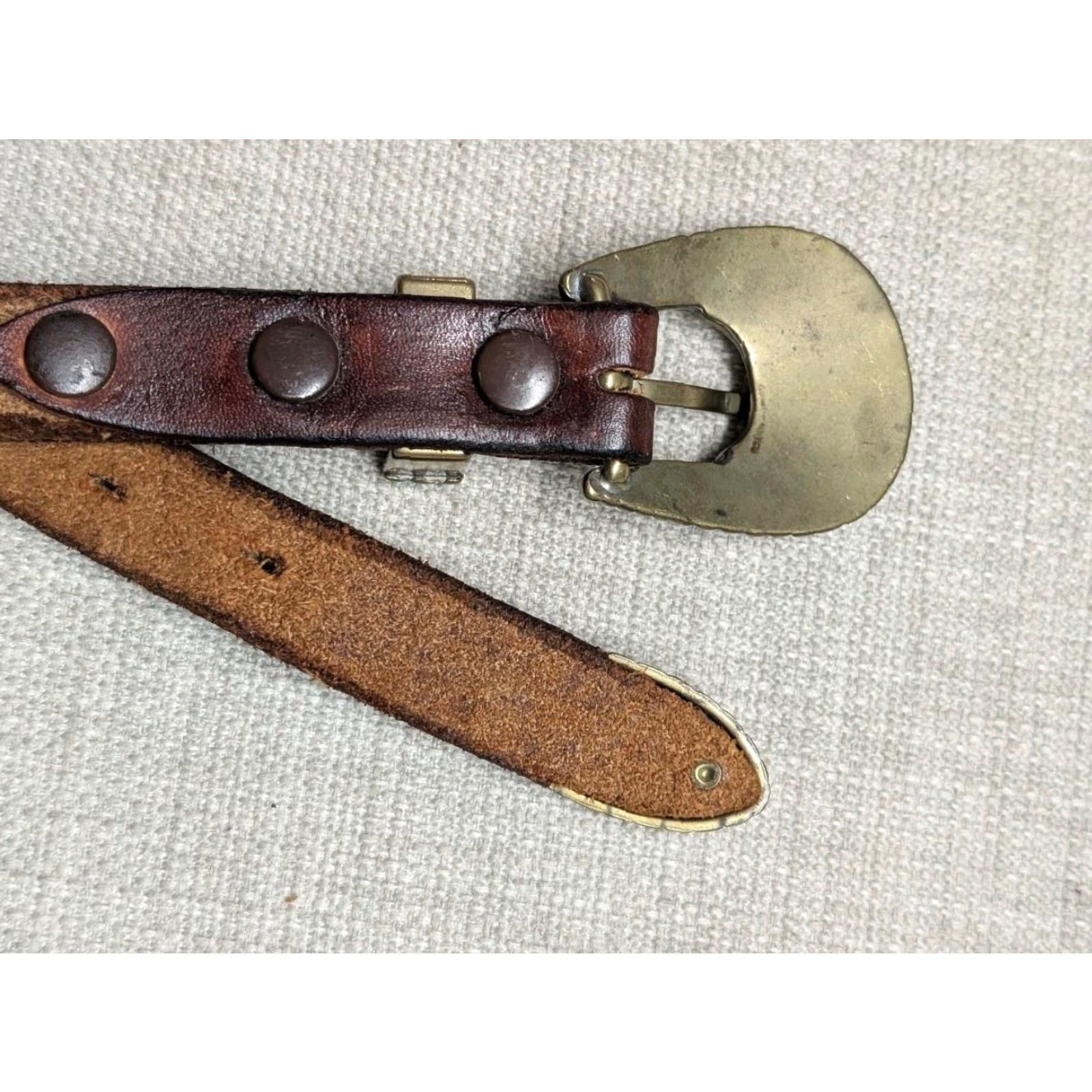 Vintage VINTAGE HANDCRAFTED western belt belt 42 brown leather cowhide Ranger Mens Size 42 - 6 Thumbnail