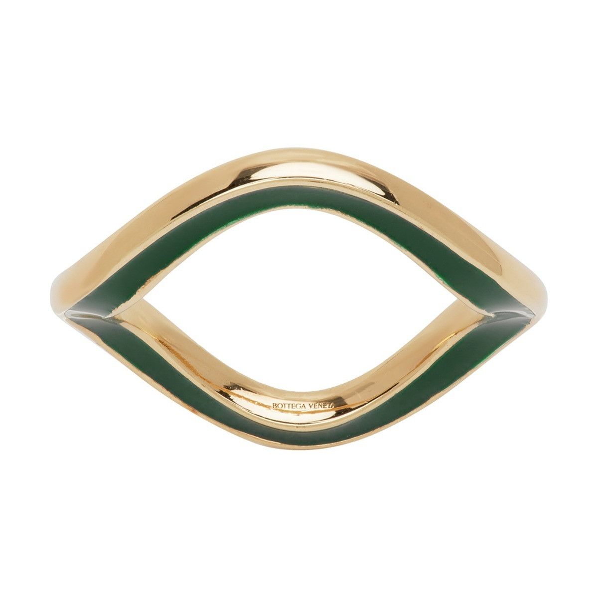 Bottega Veneta o1n1vont0325 Size: 21 / Curve Ring in Gold/Green Size ONE SIZE - 2 Thumbnail