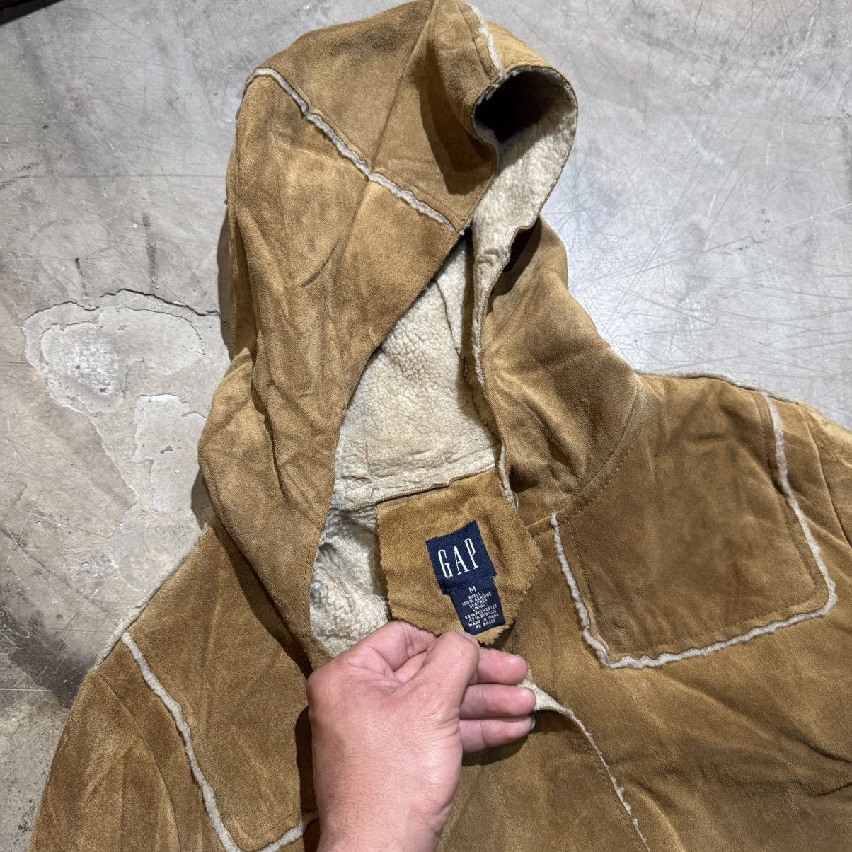 Gap × Vintage Suede Shearling lined hooded jacket Size US M / EU 48-50 / 2 - 3 Thumbnail