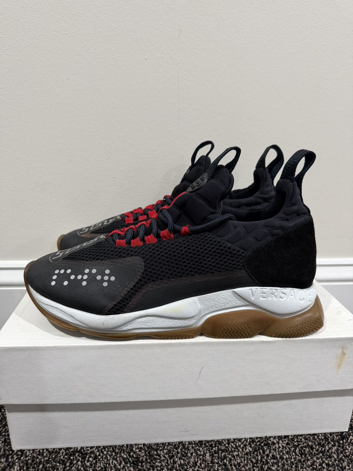 Versace Versace Chain Reaction Black / Red Sneakers Shoes Size US 11 / EU 44 - 4 Thumbnail