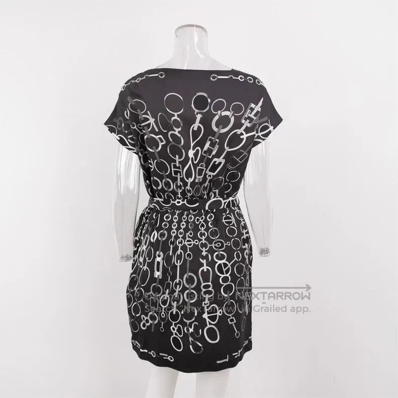 Hermes Hermes Black chain-patterned dress, 100% silk and cashmere Size XS / US 0-2 / IT 36-38 - 3 Thumbnail