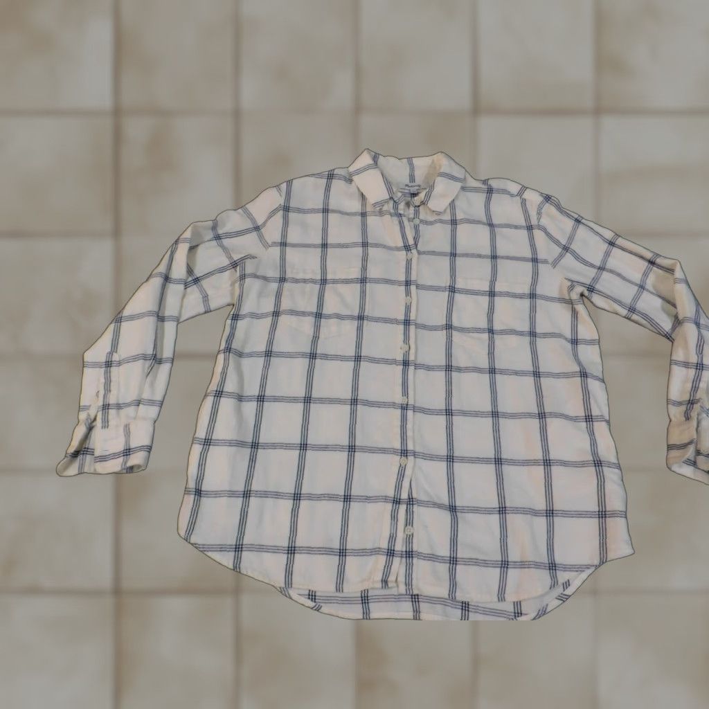 Madewell Madewell Shirt Womens Small S Beige Plaid Flannel Button-Up Casual Classic Cotton Long Sleeve Size S / US 4 / IT 40 - 1 Thumbnail