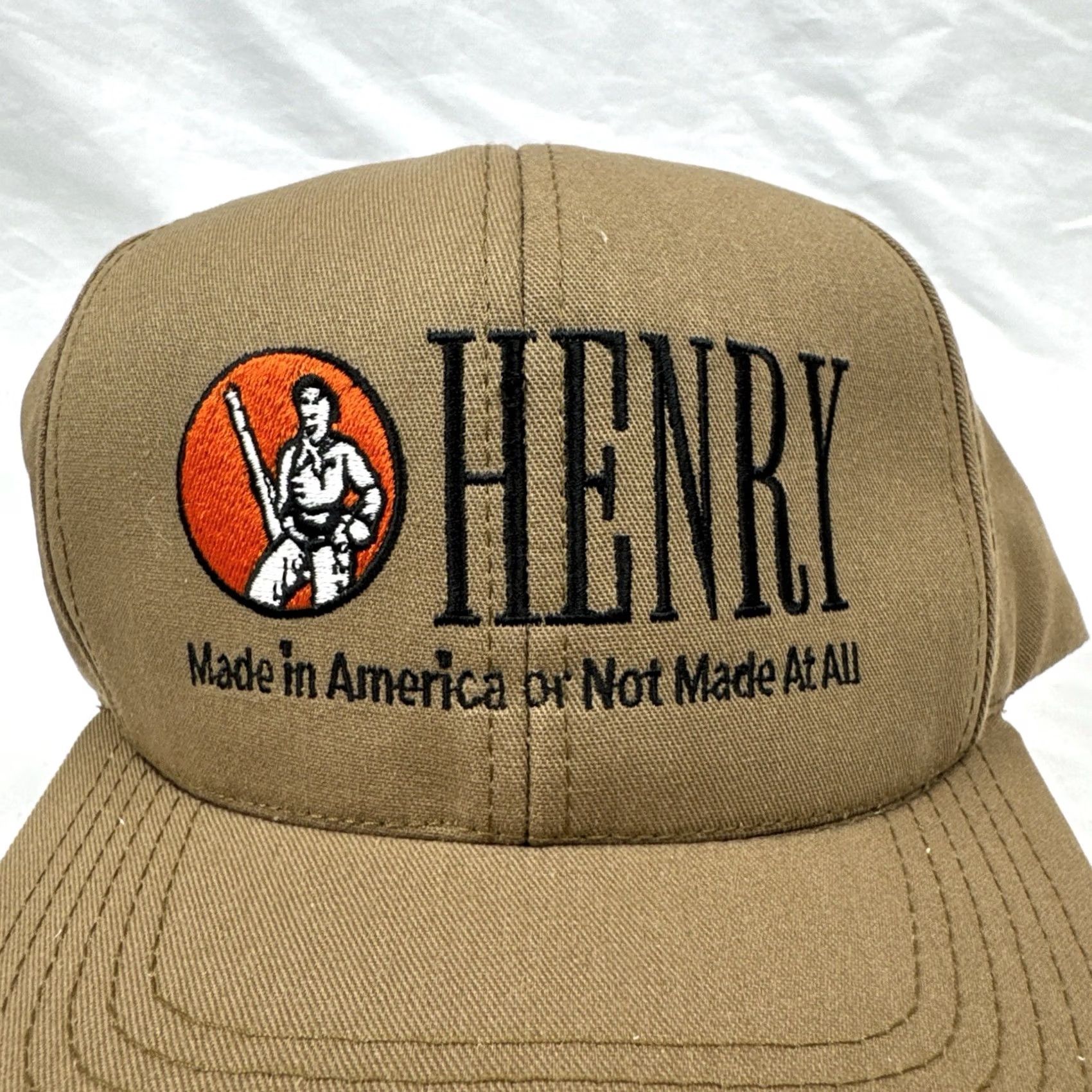 Vintage Henry Baseball Cap Hat Beige Tan Adjustable Strapback USA HenrY Repeating Arms Co Made In USA Hat Cap Tan Beige Adjustable Strap Size ONE SIZE - 2 Thumbnail