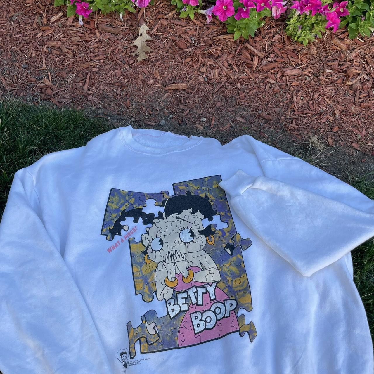 Vintage 90s Vintage Betty Boop Crewneck Sweatshirt Puzzle Cartoon Size US XL / EU 56 / 4 - 1 Thumbnail