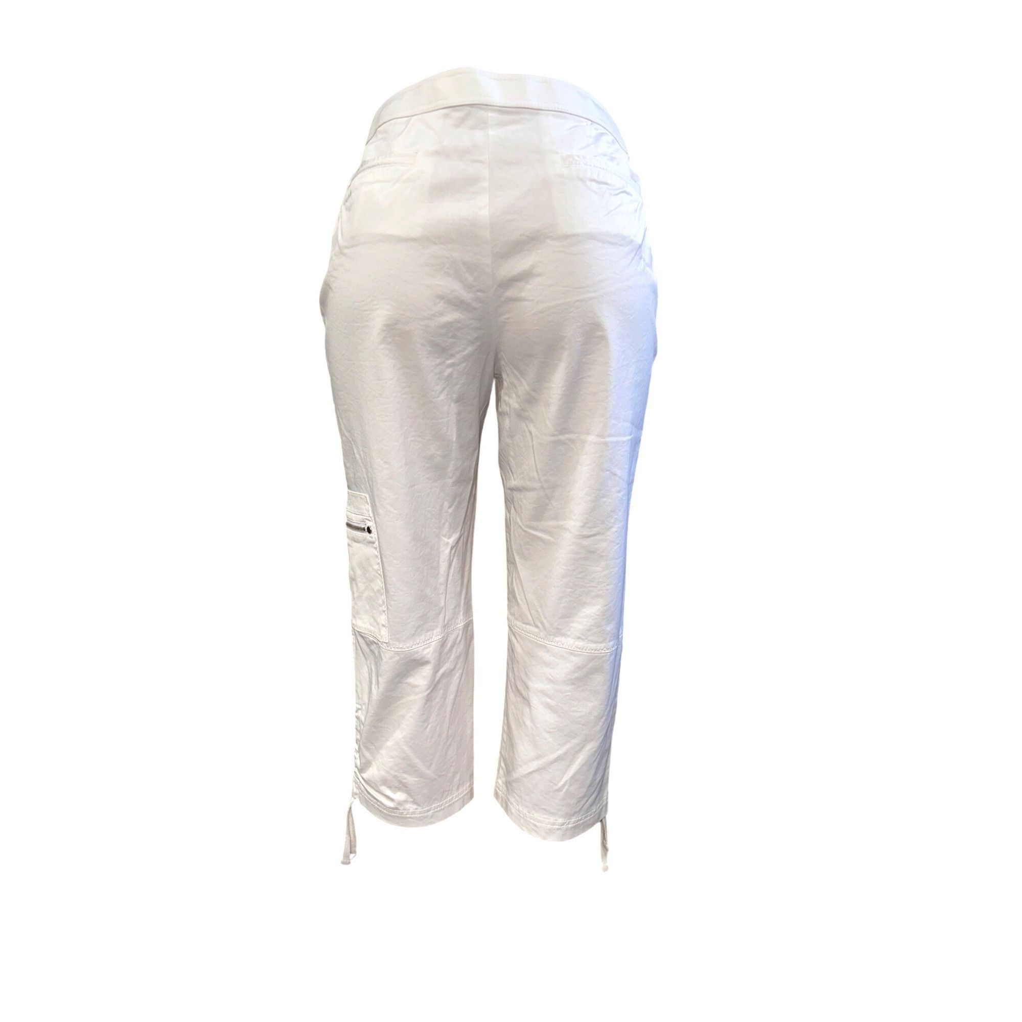 Chicos Chicos Zenergy White Cotton Capri Pants Drawstring Hem Side Size 33" - 3 Thumbnail