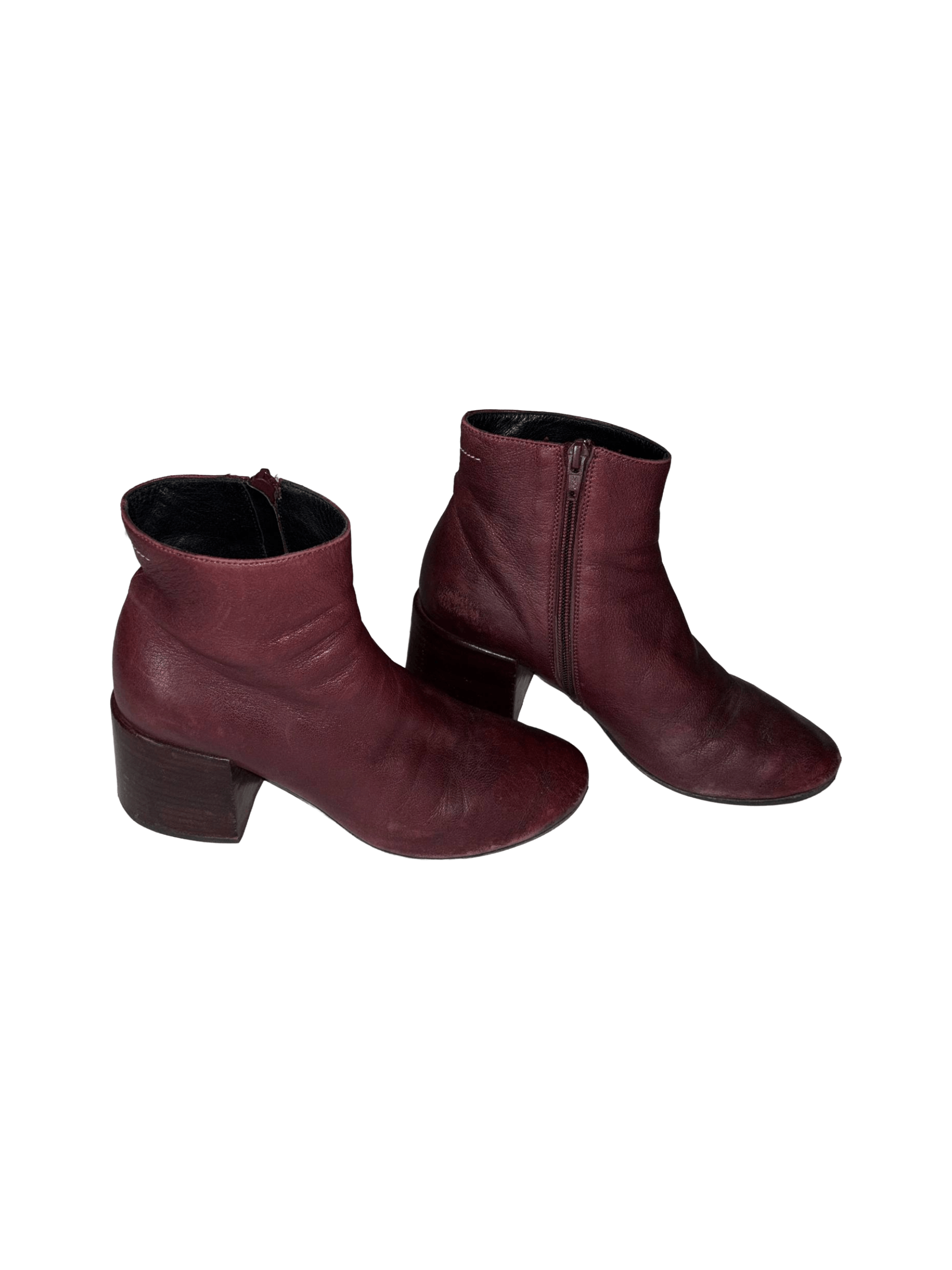 Maison Margiela Maison Margiela Burgundy Leather Ankle Boots Size US 6.5 / IT 36.5 - 7 Thumbnail