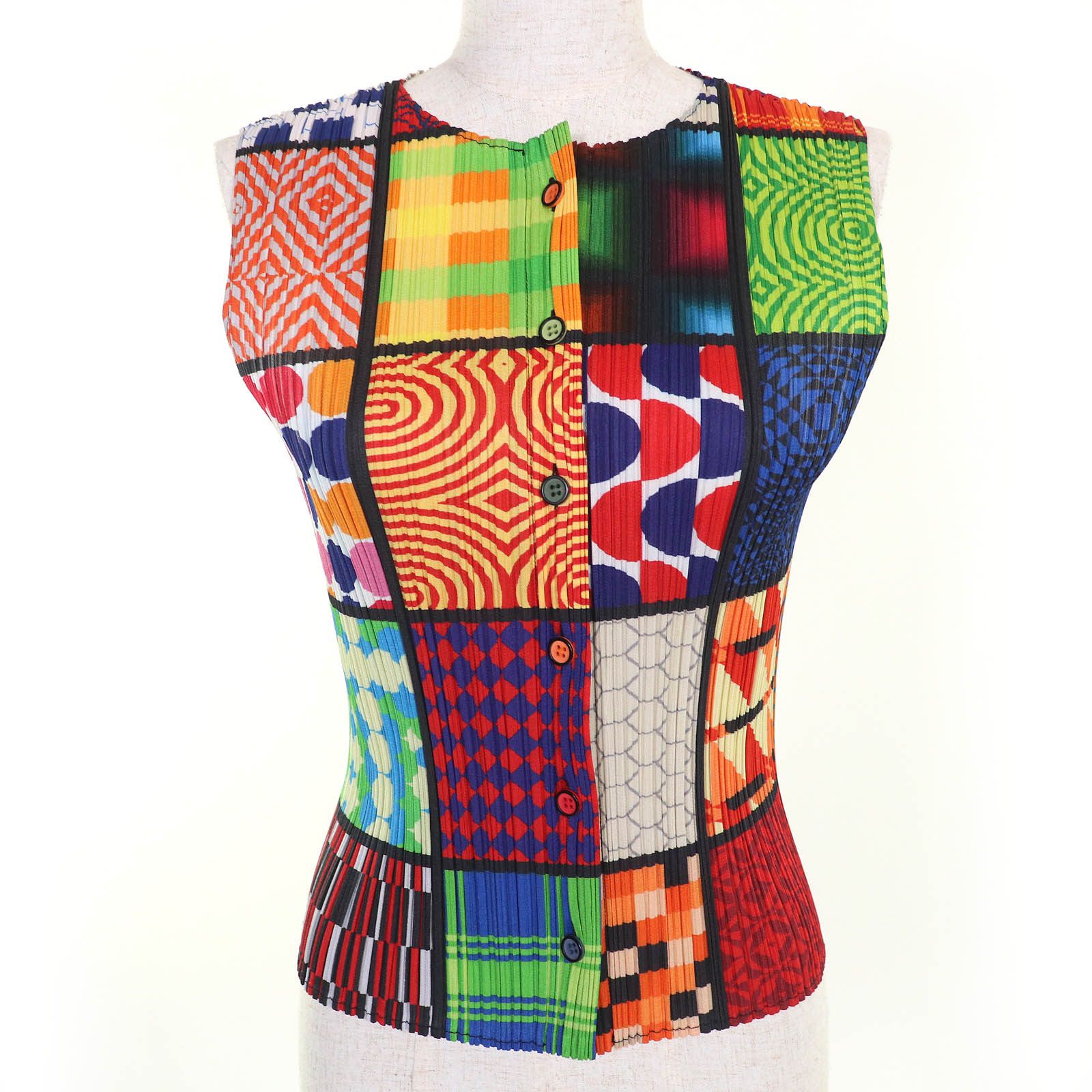 Issey Miyake Issey Miyake PLEATS PLEASE Best All-over print Sleeveless T-shirt Others Tops PP64-JE221 DUTY FREE for USA Size ONE SIZE - 1 Thumbnail