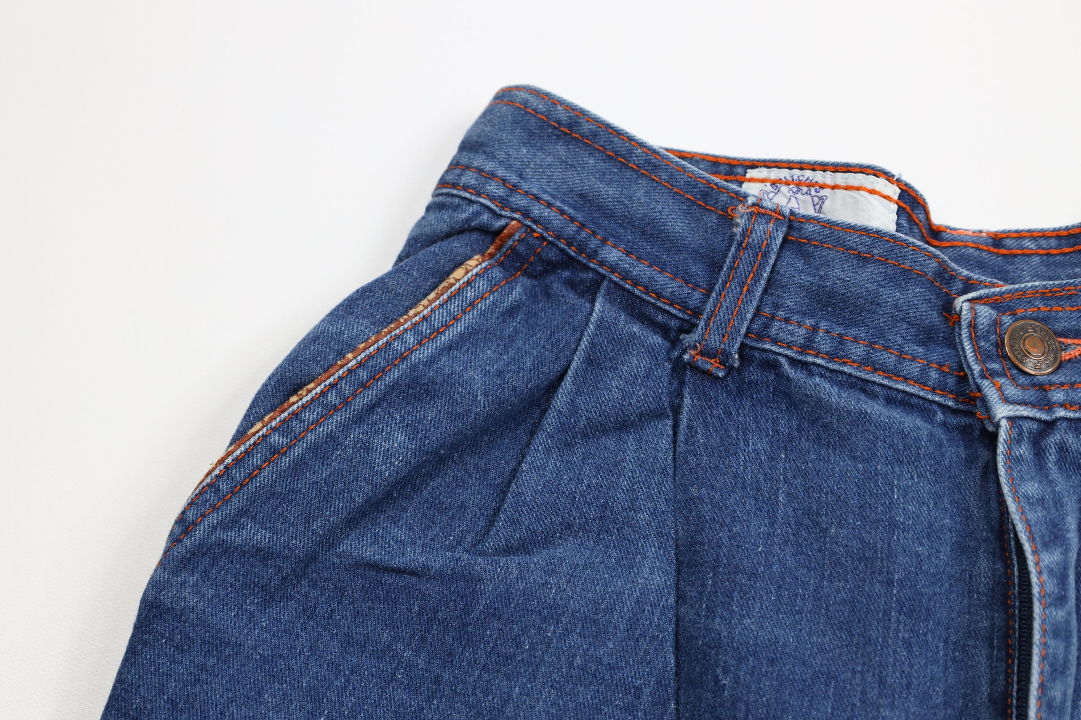 Vintage Vintage 70s Streetwear Pleated Straight Leg Denim Jeans Blue Size 30" / US 8 / IT 44 - 7 Thumbnail