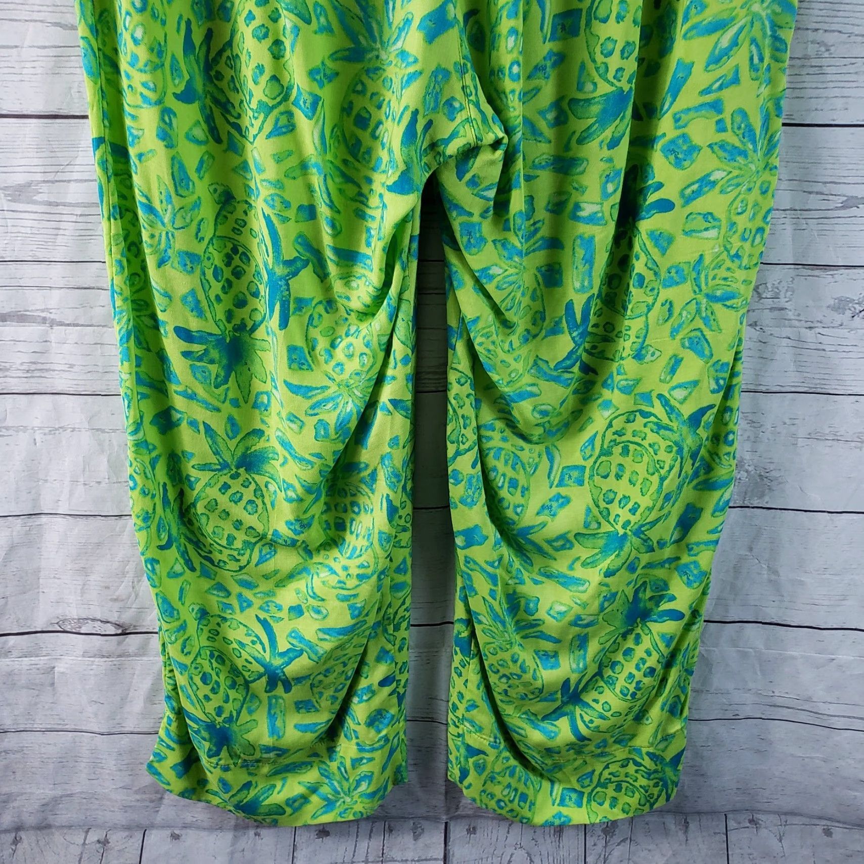 Vintage Sgt Leisure Hawaii Womens Cropped Pants Sz Medium Blue Green Pineapples Rayon Shirt? Size 32" / US 10 / IT 46 - 5 Thumbnail