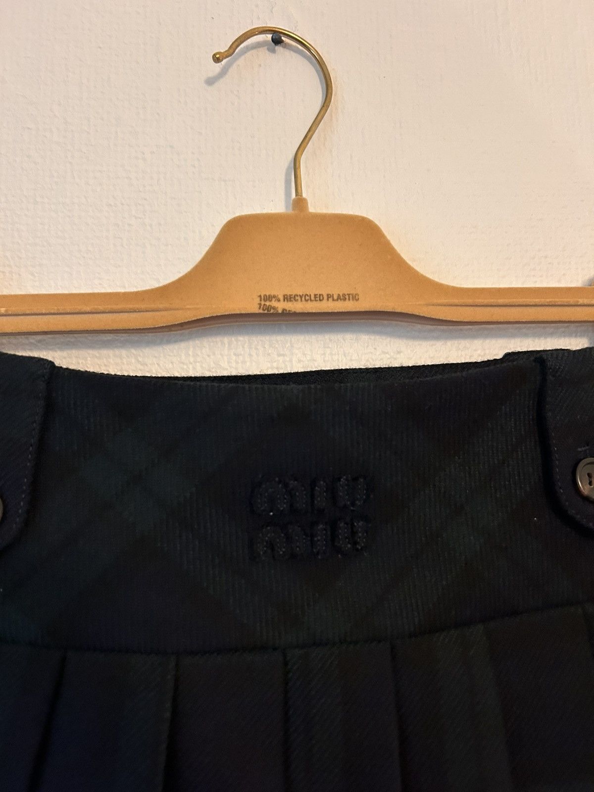 Miu Miu Miu Miu Check Virgin Wool Logo Skirt Size 26" / US 2 / IT 38 - 6 Thumbnail