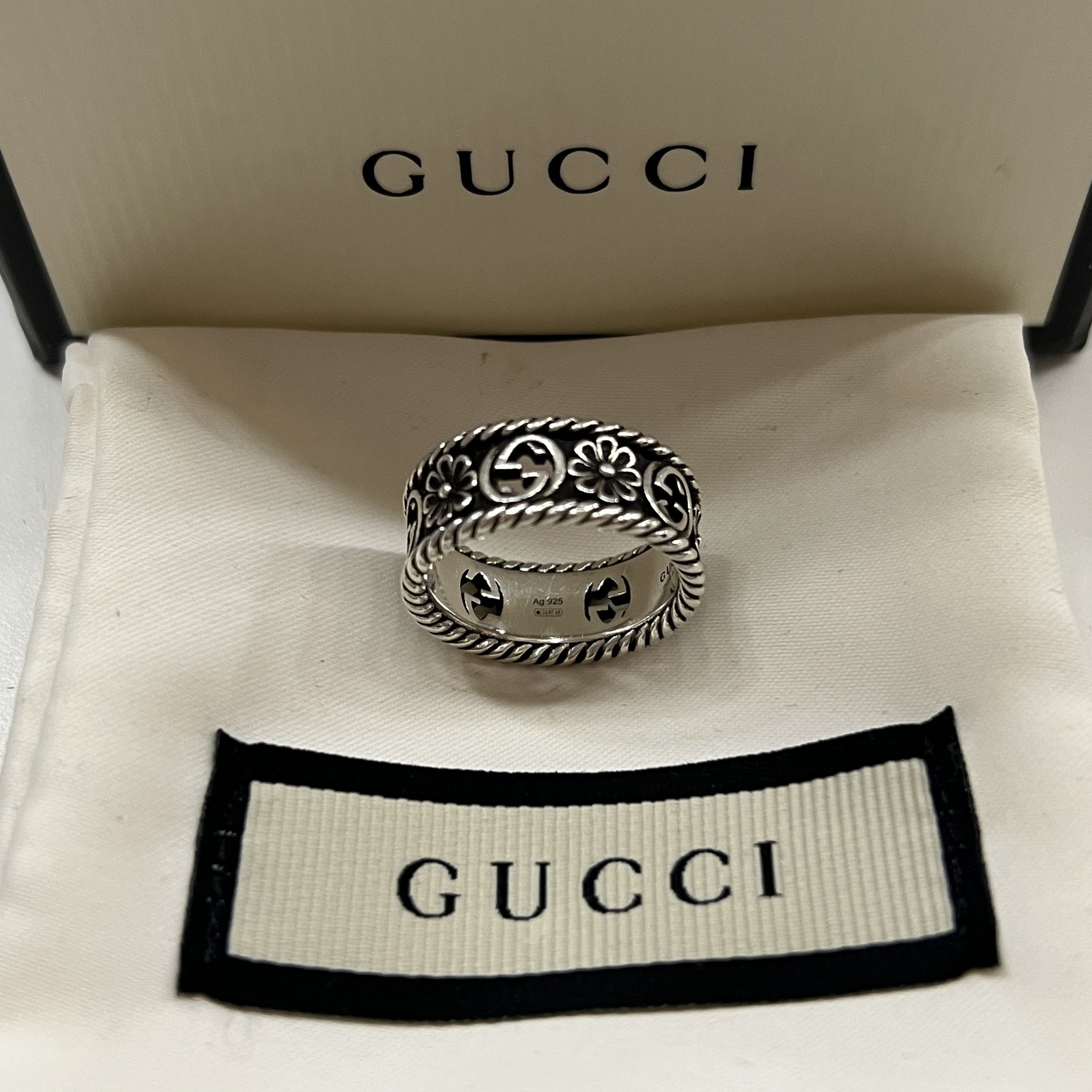 Gucci Gucci Sterling Silver Interlocking G Flower Band Ring Size 6 Size ONE SIZE - 5 Thumbnail