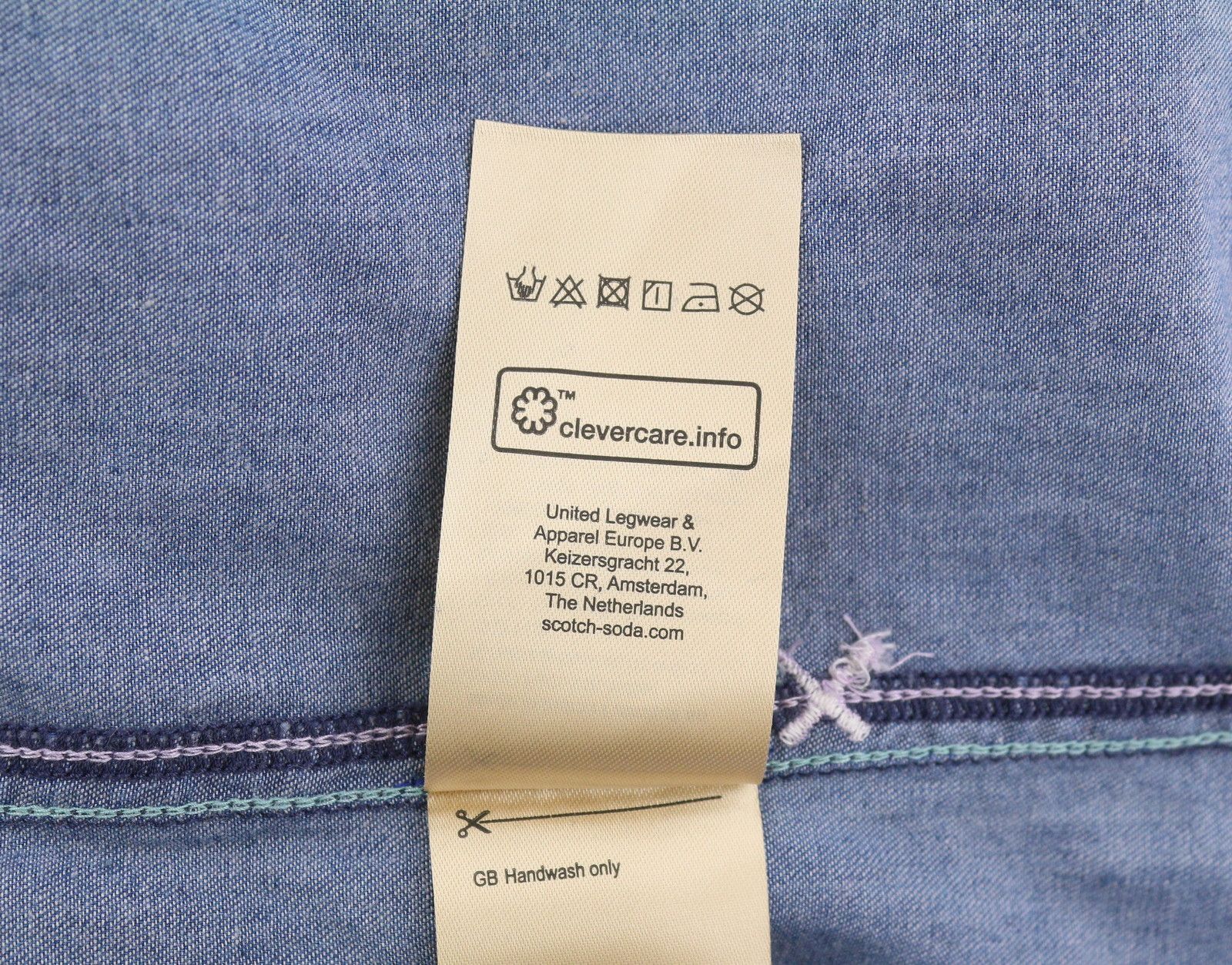 Scotch & Soda L Blue Denim Look Short Sleeve Shirt 88526 Size US L / EU 52-54 / 3 - 9 Thumbnail