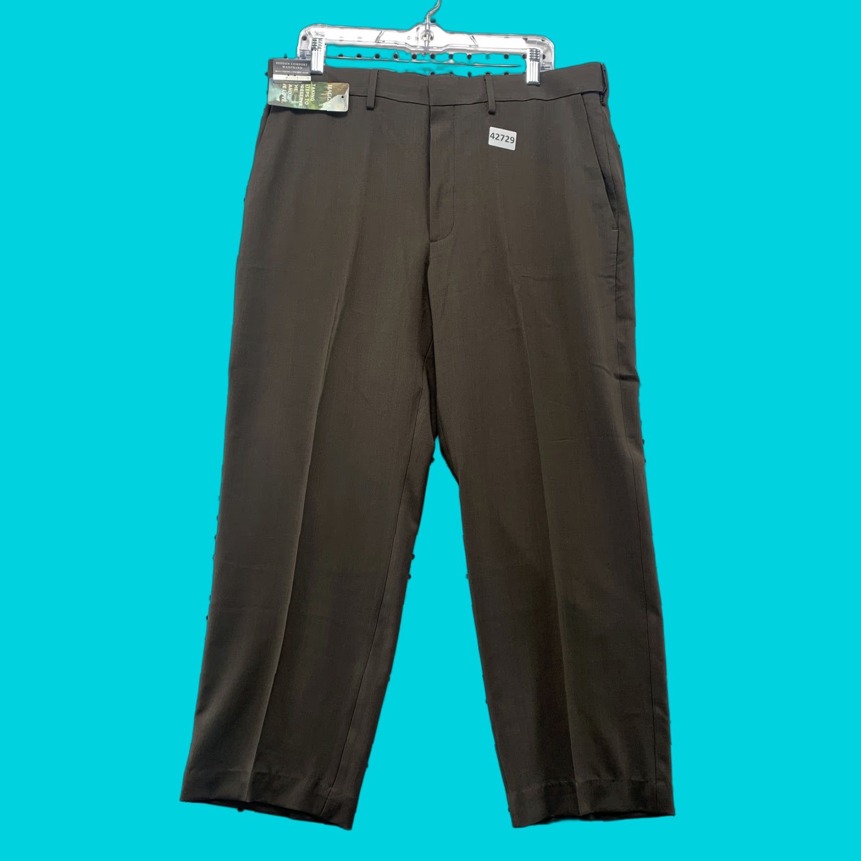 Haggar Haggar Dress Pants Mens 36X30 Brown Hidden Comfort Classic Fit NWT NEW Size US 36 / EU 52 - 1 Thumbnail