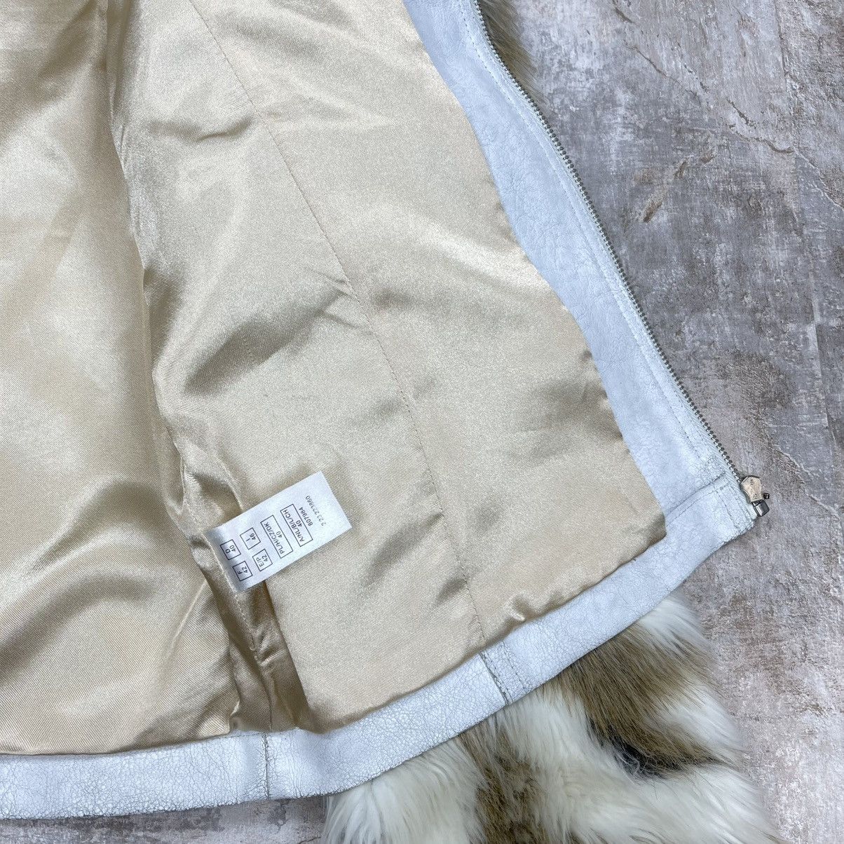 Japanese Brand Y2K WHITE PAINTED LEATHER + FAUX FUR JACKET ARCHIVE Size US XS / EU 42 / 0 - 9 Thumbnail