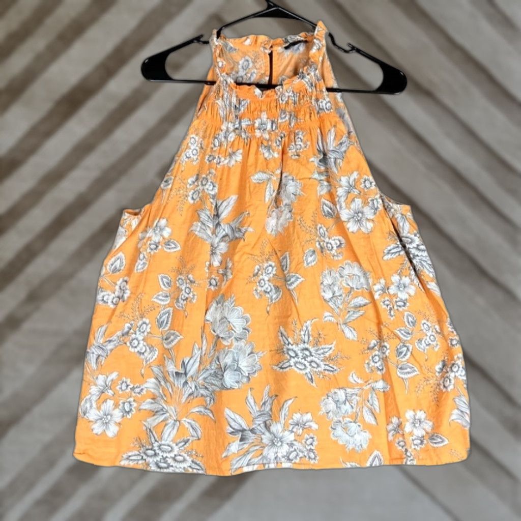 Ann Taylor Ann Taylor Blouse Womens Halter Sleeveless Marigold Tropical Floral Toile XL Size XL / US 12-14 / IT 48-50 - 1 Thumbnail