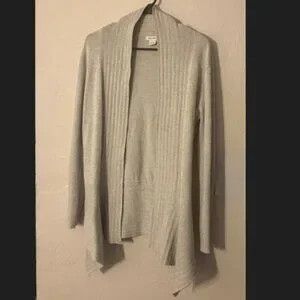 Other Anna Rose Light Gray Ribbed Open-Front Drape Cardigan Size L / US 10 / IT 46 - 3 Thumbnail