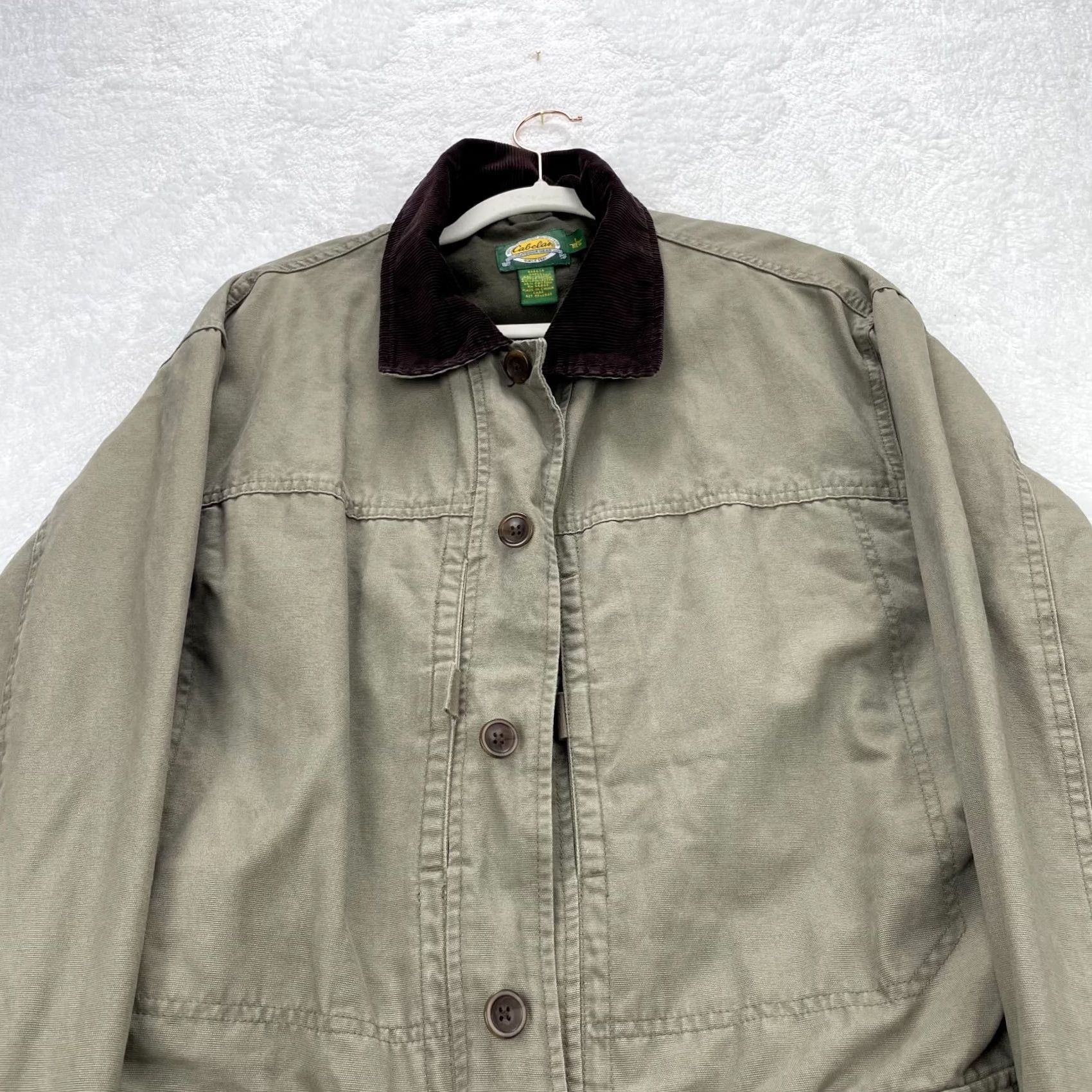 Vintage VTG Cabela's Jacket Mens Large Green Military Chore Work Barn Pockets Button Down Size US L / EU 52-54 / 3 - 4 Thumbnail