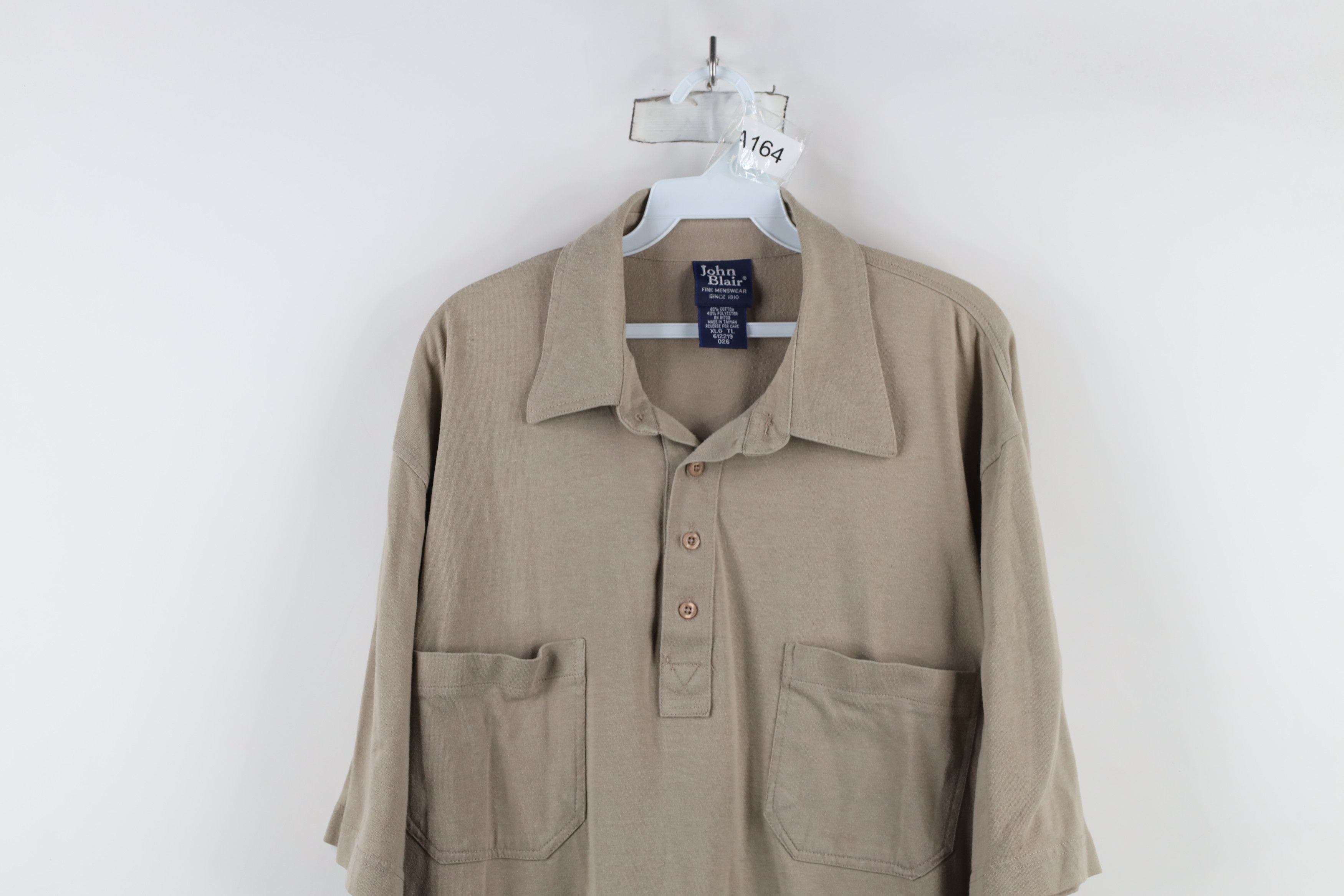 Vintage Vintage 90s Streetwear Collared Pullover Polo Shirt Beige Size US XL / EU 56 / 4 - 2 Thumbnail