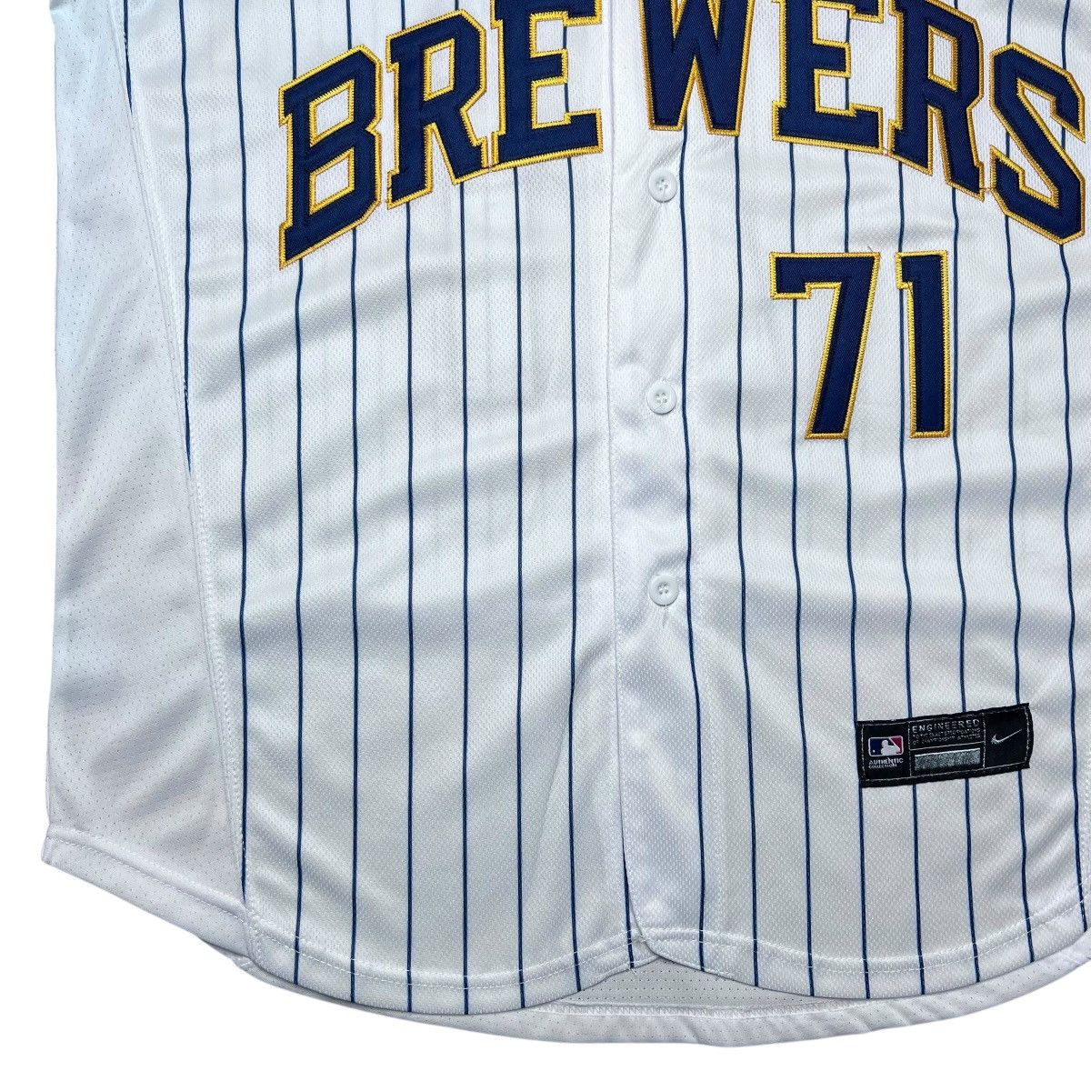 MLB × Nike MLB Milwaukee Brewers Josh Hader 71 Nike Pinstripe Jersey Size US XL / EU 56 / 4 - 8 Thumbnail