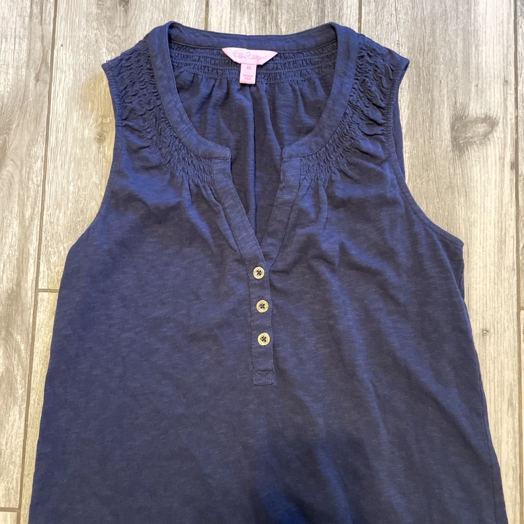 Lilly Pulitzer Lilly Pulitzer Mini Dress Navy Blue XXS Sleeveless Gold Button Front Nautical Dress, Shift, Cotton Blend, Short, Women, XS without N/A Size XXS / US 00 / IT 34 - 3 Thumbnail
