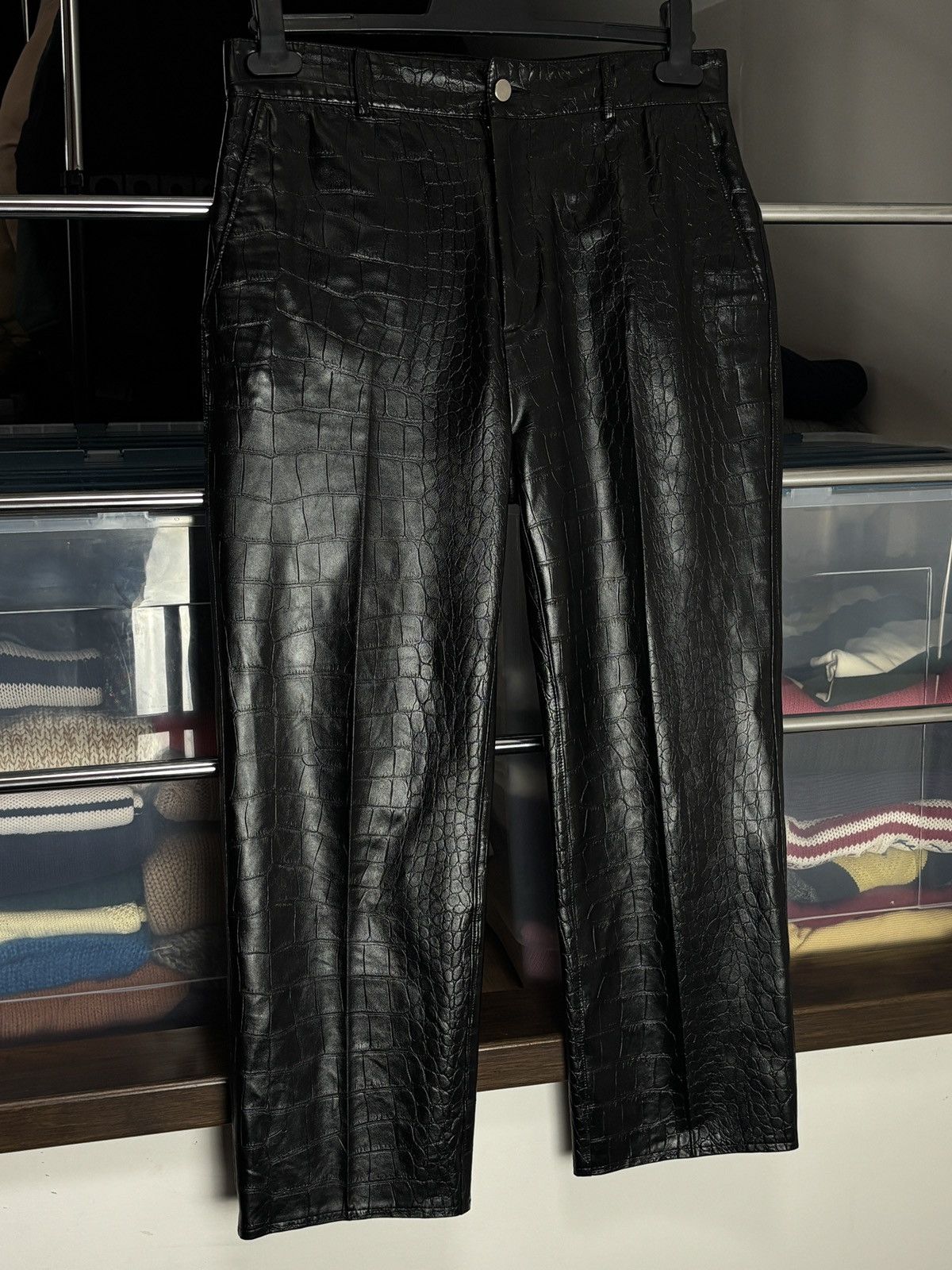 Han Kjobenhavn Han Kjobenhvn Black Croc Vegan Leather Avant Garde Pants Size US 30 / EU 46 - 2 Thumbnail