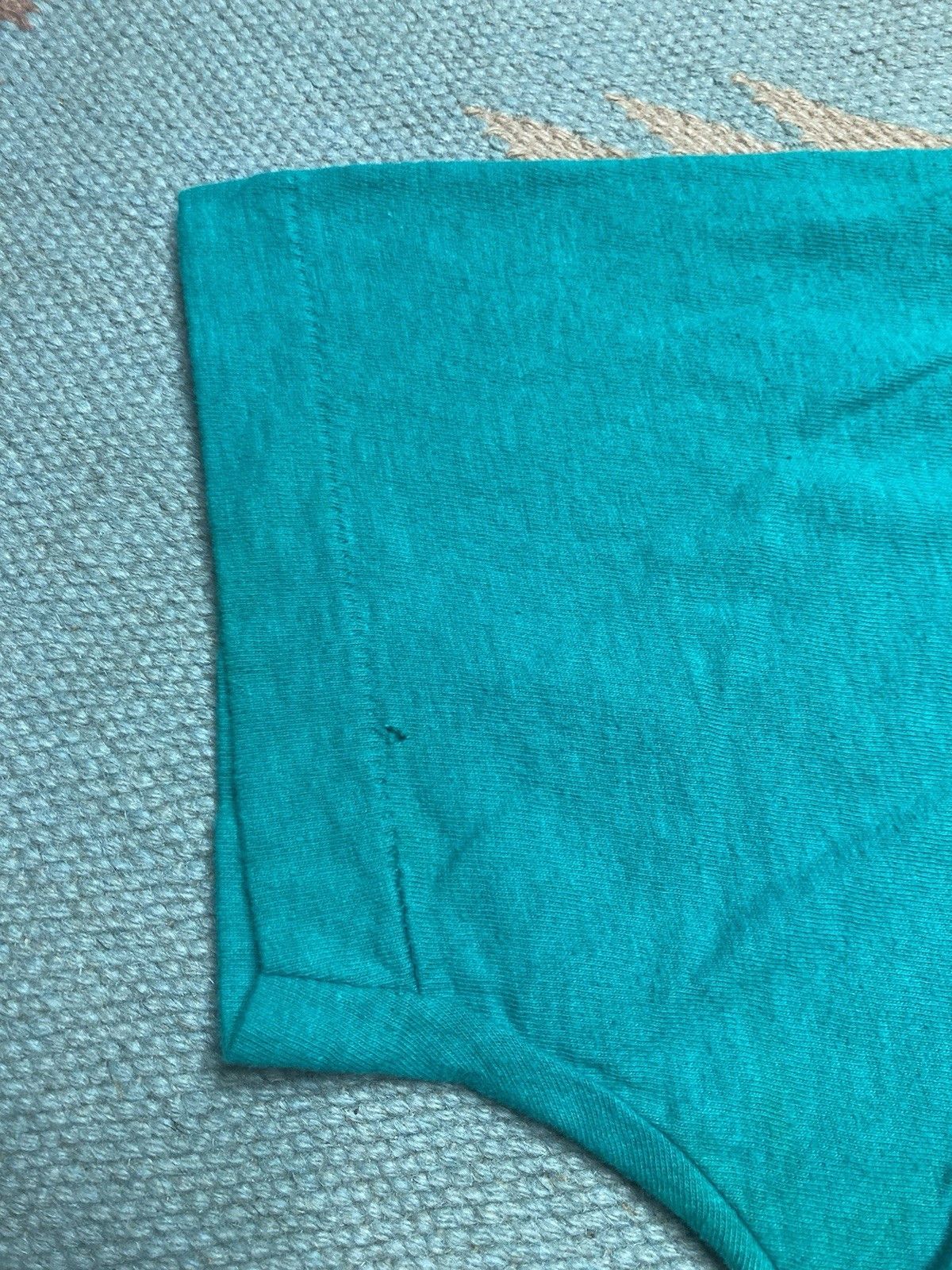 Vintage 80s pocket t shirt blank teal turquoise aqua soft cotton M Size US M / EU 48-50 / 2 - 3 Thumbnail