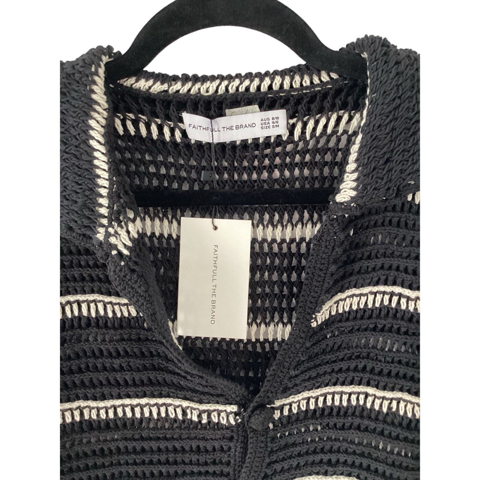 FAITHFULL NWT Faithfull The Brand Crochet Shirt Top Black White Sz S/M Size M / US 6-8 / IT 42-44 - 6 Thumbnail