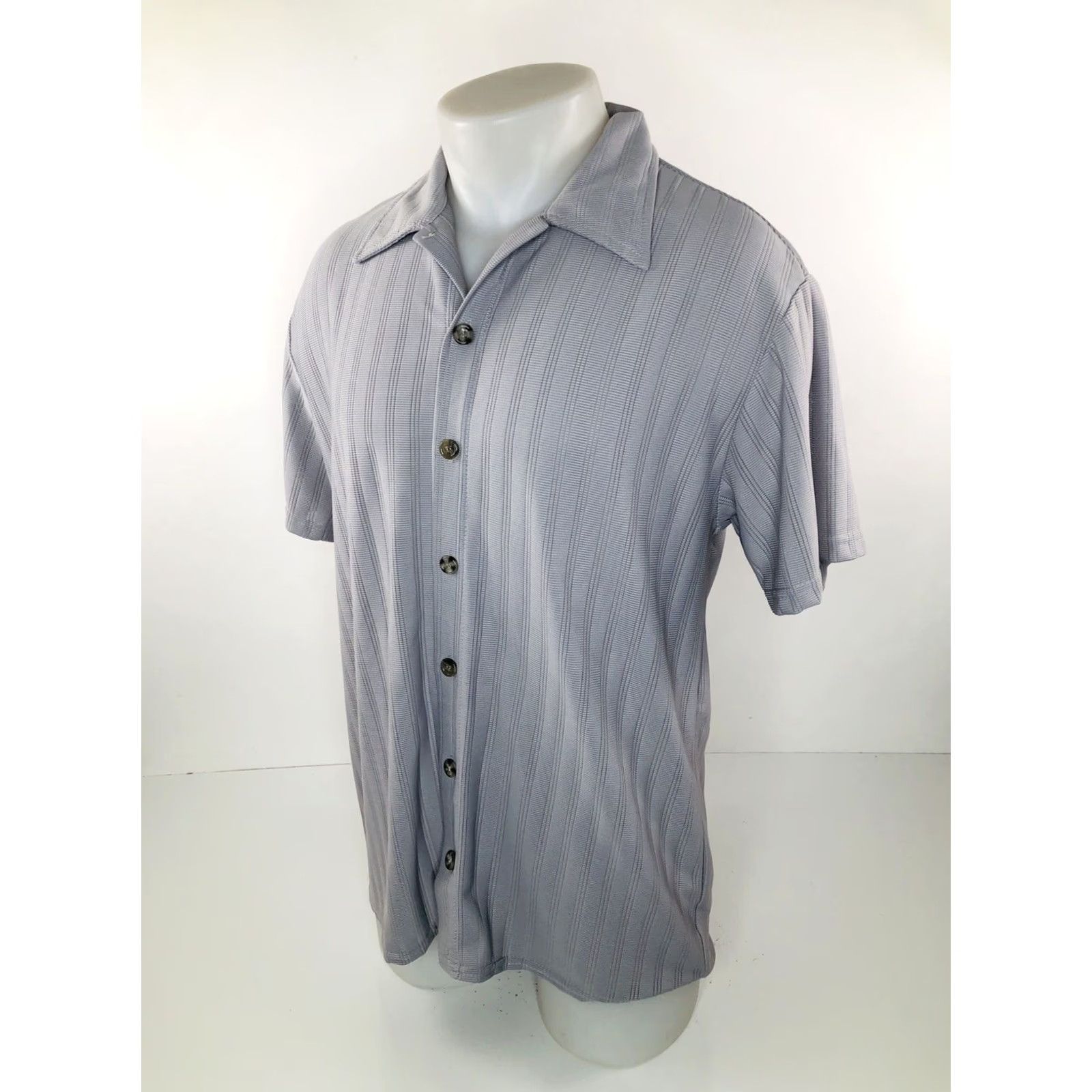 Vintage POSITANO USA Vintage Mens Shirt - Button-Up Short Sleeve Gray / Silver M Size US M / EU 48-50 / 2 - 2 Thumbnail