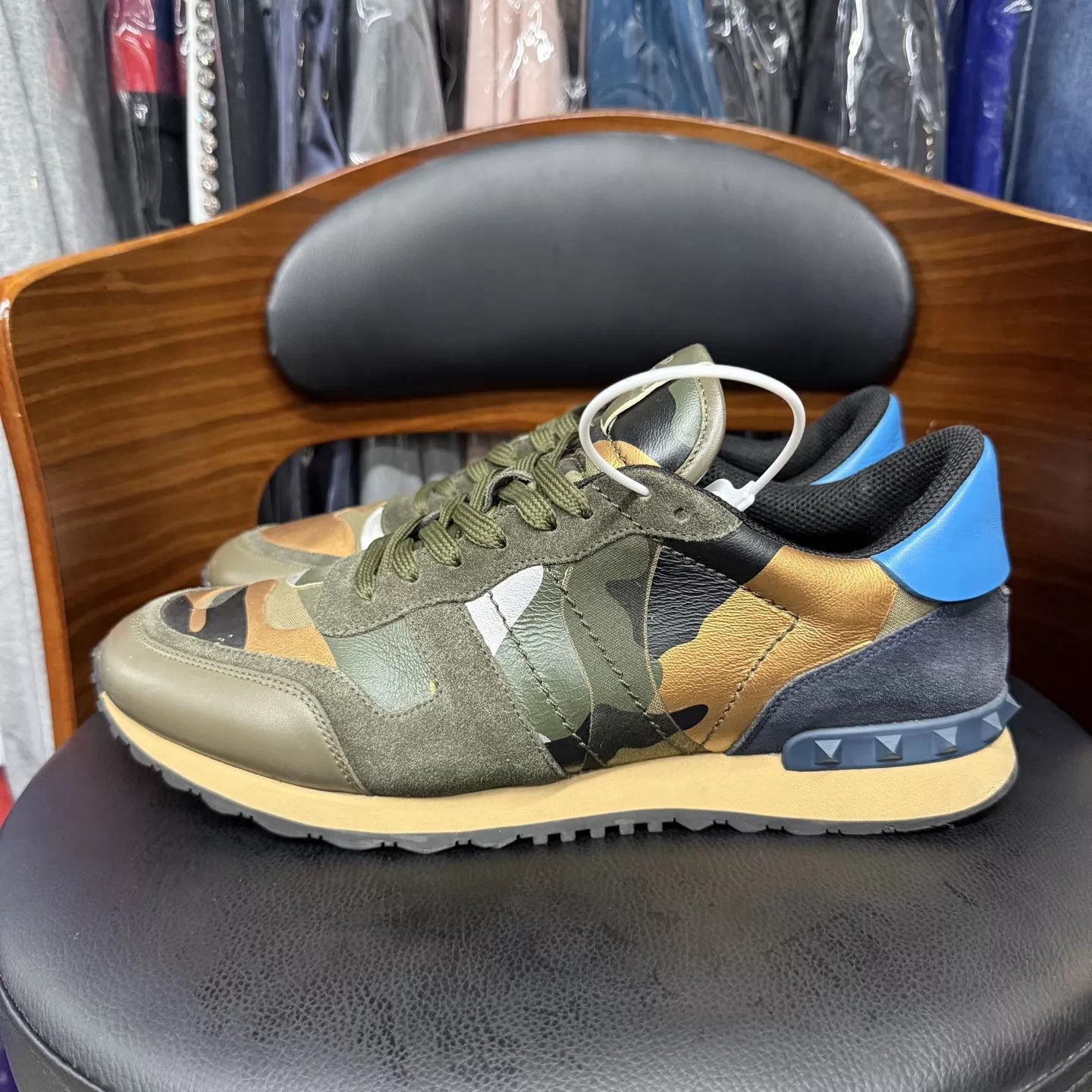 Valentino Valentino Blue-Green Camo Sneakers 43 Lightly Used Size US 10 / EU 43 - 6 Thumbnail