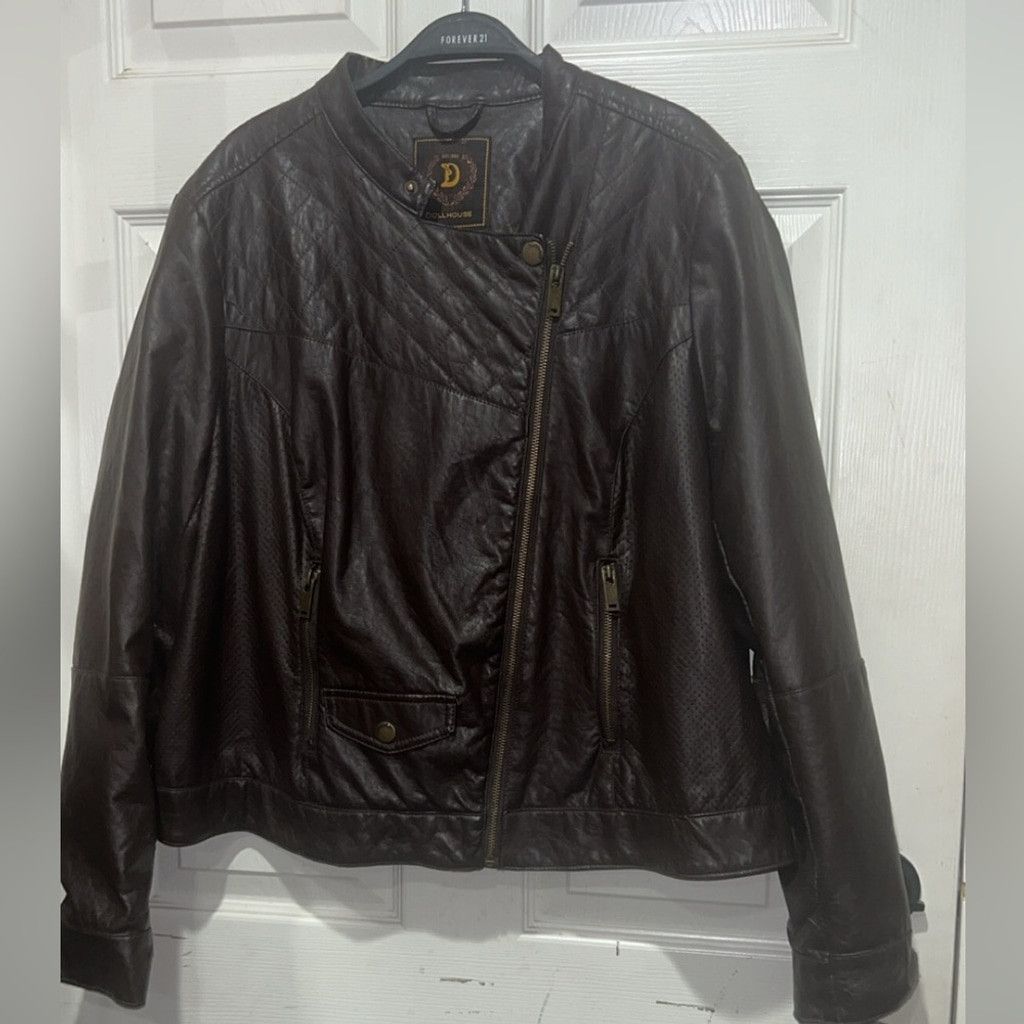 Other Dollhouse Brown faux leather jacket has a tear 1X Size XL / US 12-14 / IT 48-50 - 3 Thumbnail
