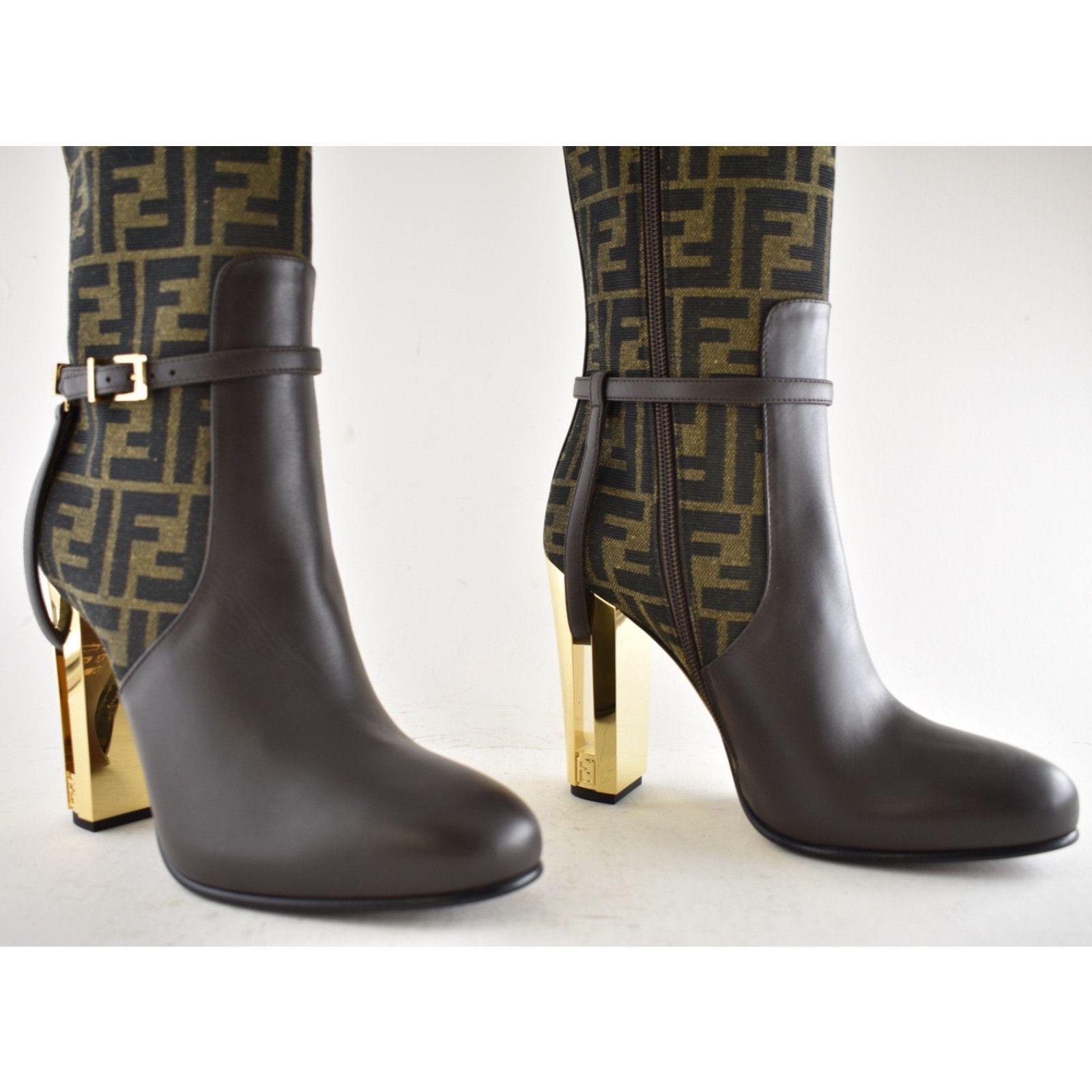 Fendi Fendi 105mm Traced Brown Leather Monogram FF Logo Size US 7 / IT 37 - 5 Thumbnail