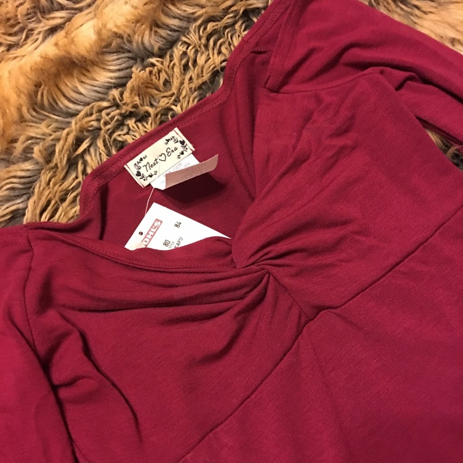 Other Next Era burgundy knot bust 3/4 sleeve top NWT S Size S / US 4 / IT 40 - 6 Thumbnail