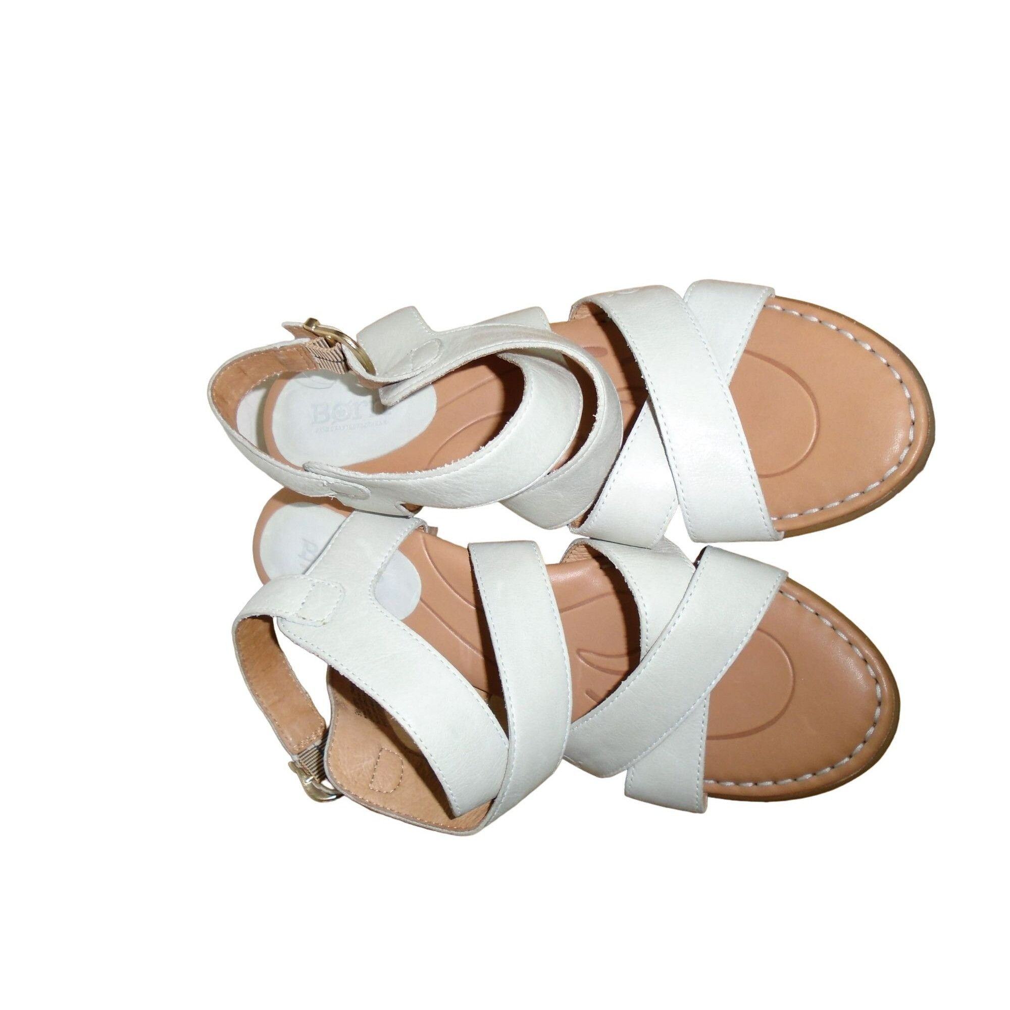 Born Born Leather Women's White Leather Sandals - 9 - New Size US 9 / IT 39 - 8 Thumbnail