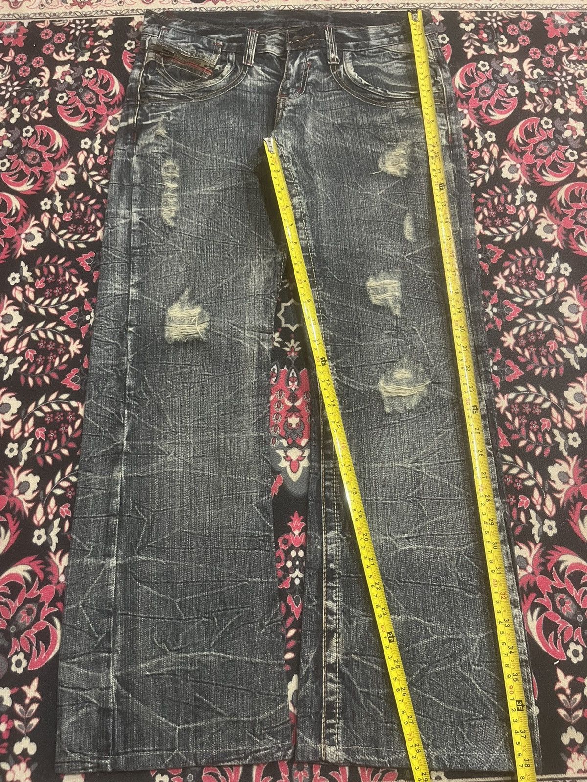 semanticdesign Japan Semantic Design Dark Washed Cracked Fringe Flare Jeans Size US 32 / EU 48 - 10 Thumbnail