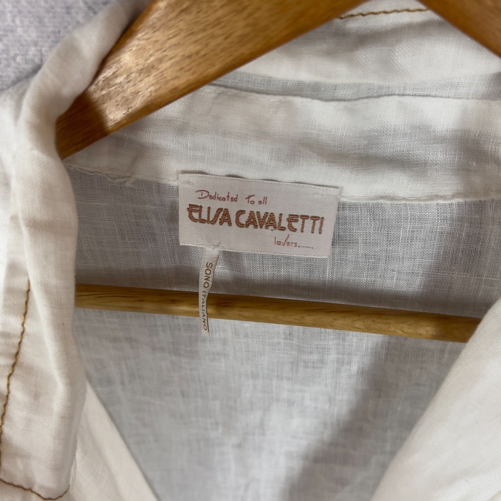 Elisa Cavaletti Elisa Cavaletti Women’s Blouse TG 1 White Lino Long Sleeve ` Size XS / US 0-2 / IT 36-38 - 4 Thumbnail