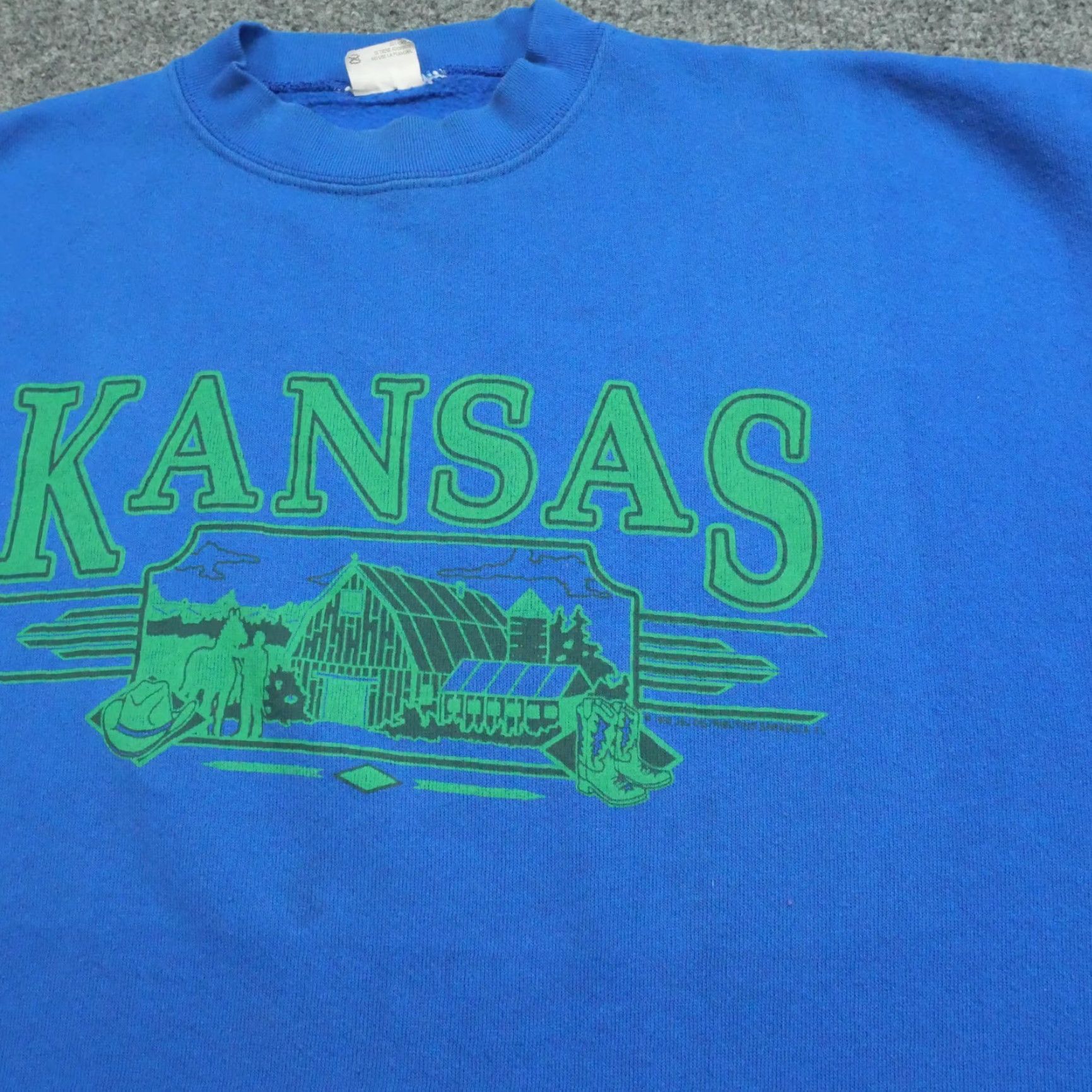 Vintage VINTAGE Kansas Sweatshirt Mens Large Blue Pullover Barn Farm Art 90s Size US L / EU 52-54 / 3 - 6 Thumbnail