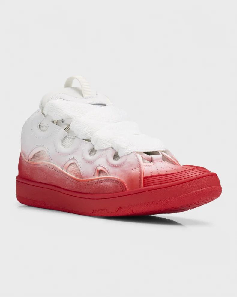 Lanvin o1w1db10325 Exclusive Curb Low-Top Sneakers in White/Red Size US 13 / EU 46 - 4 Thumbnail