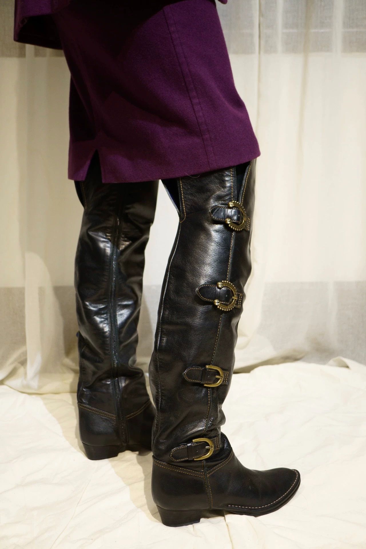 Anna Sui ANNASUI 1990s Magic Buckle Low Heel Boots 36-37 Size US 6 / IT 36 - 7 Thumbnail
