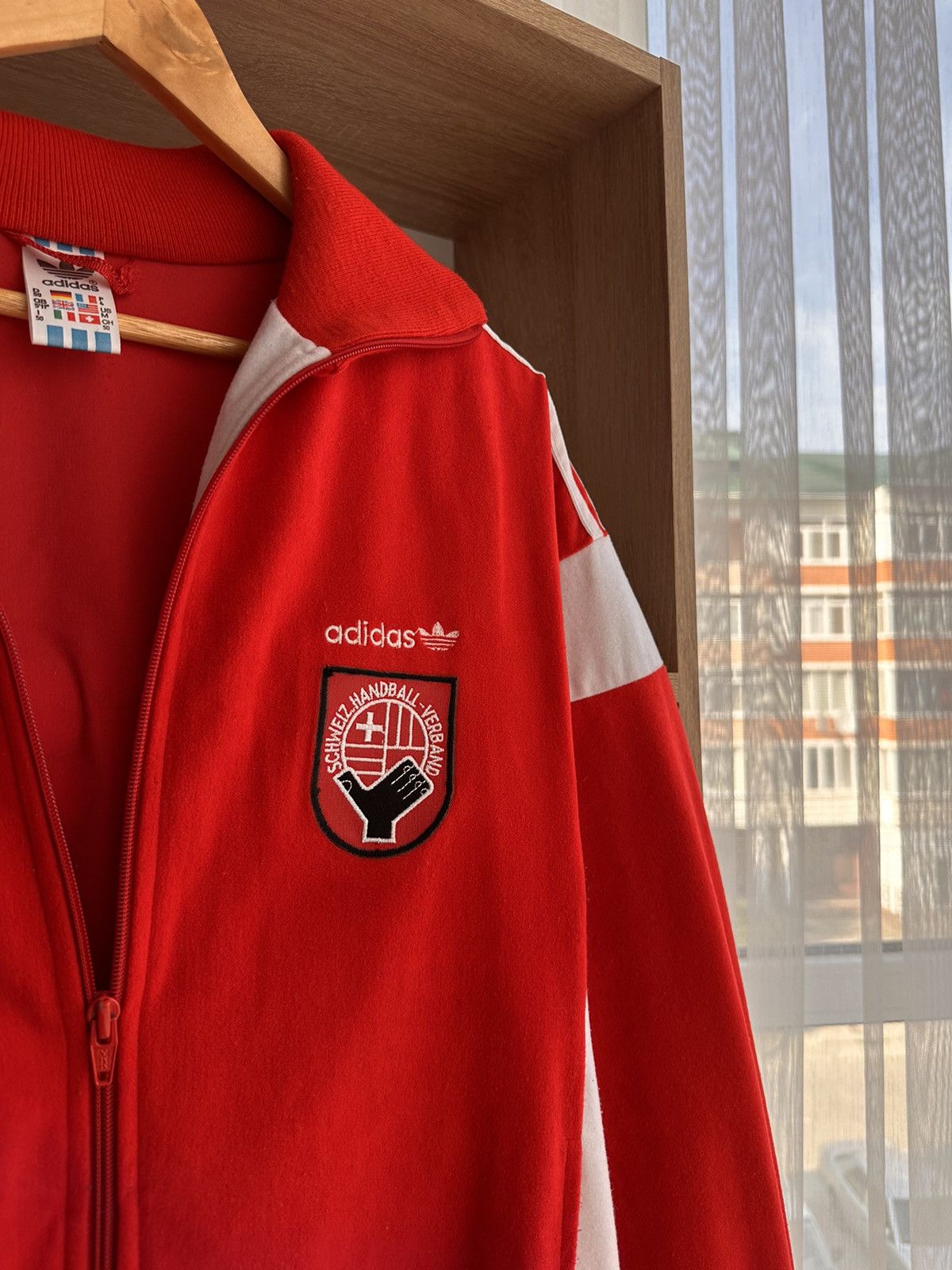 Vintage Adidas Suisse Handball Sportswear Red Hoodie