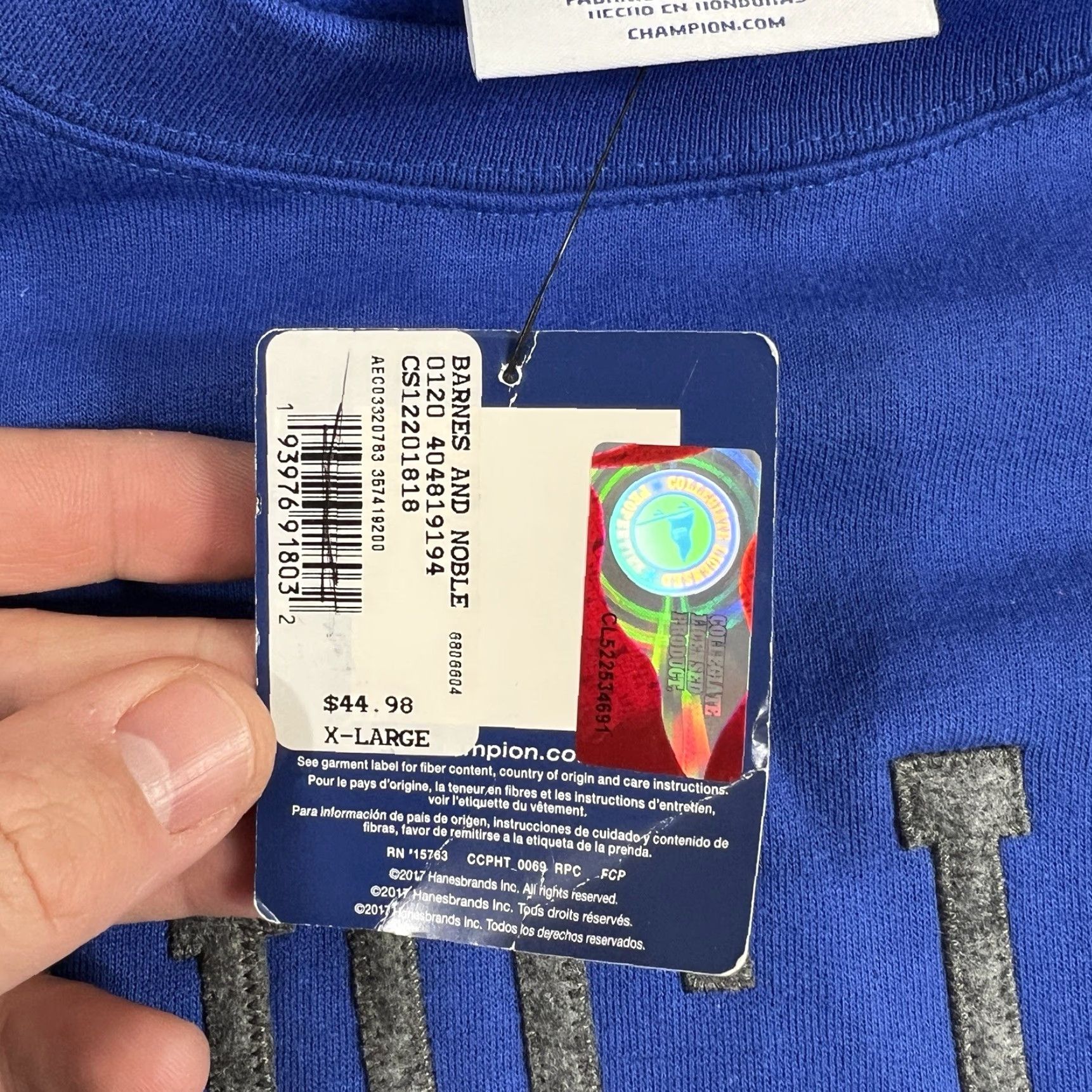 Champion Champion Sweater Mens XL Blue Pullover Sweatshirt Crew Neck 100% Cotton Blend Knit Logo: Champion, Regular Fit, Long Sleeve, Sport/Classic Casualwear Size US XL / EU 56 / 4 - 4 Thumbnail