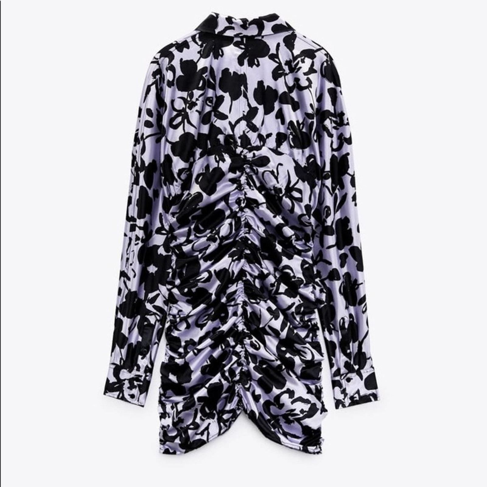 Zara ZARA BLOGGER FAVORITE SATIN EFFECT PRINT DRESS Size L / US 10 / IT 46 - 10 Thumbnail