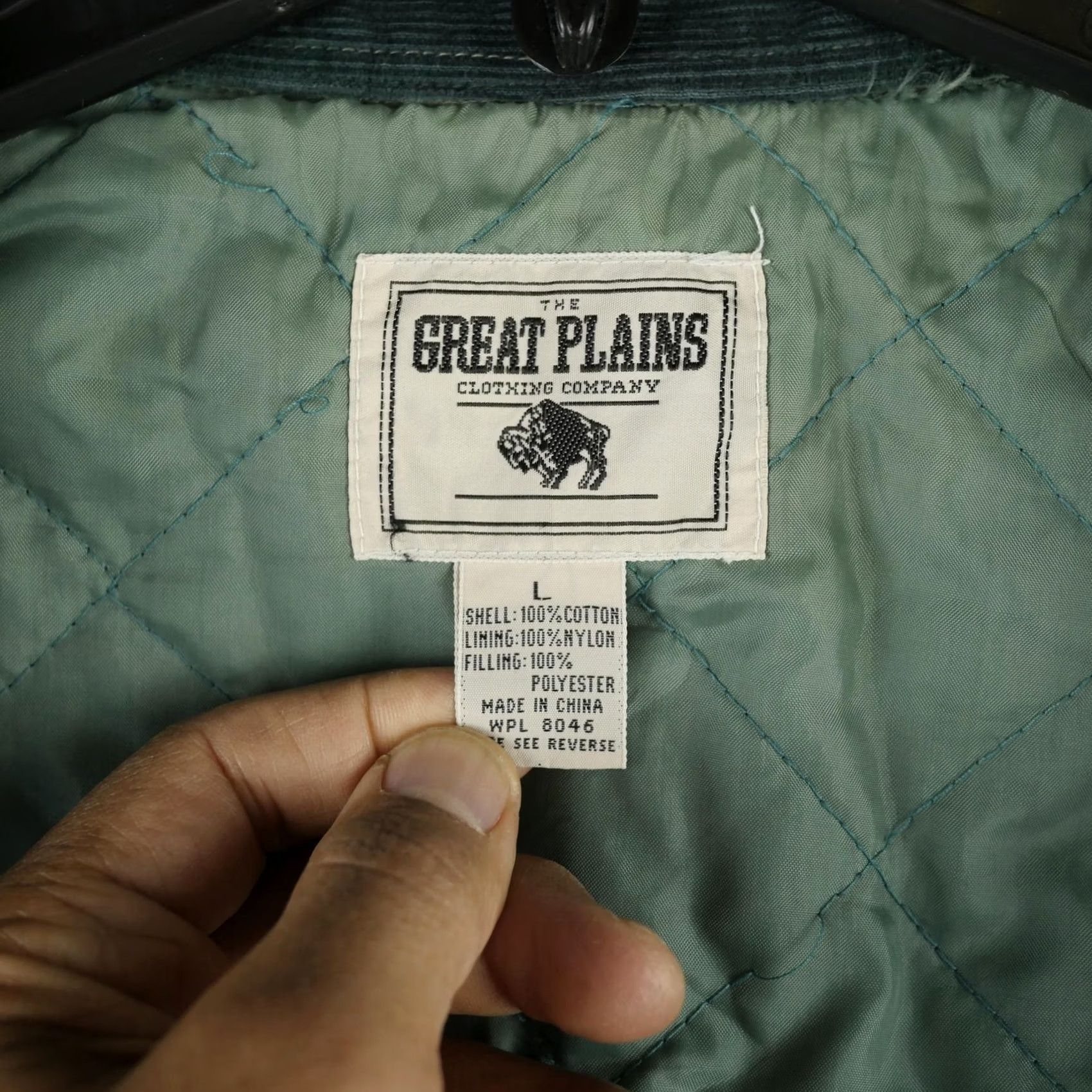 Greats Great Plains Clothing Company Jacket Mens Large Green Corduroy Quilted Lined Size US L / EU 52-54 / 3 - 6 Thumbnail